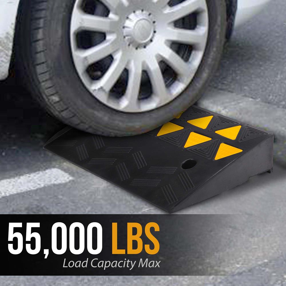 Heavy Duty Car & Truck Curb Ramps - 2 Pack Rubber Threshold Ramps for Driveways, Garages & Sidewalks - Perfect for Wheelchairs, Scooters & Mobility Devices