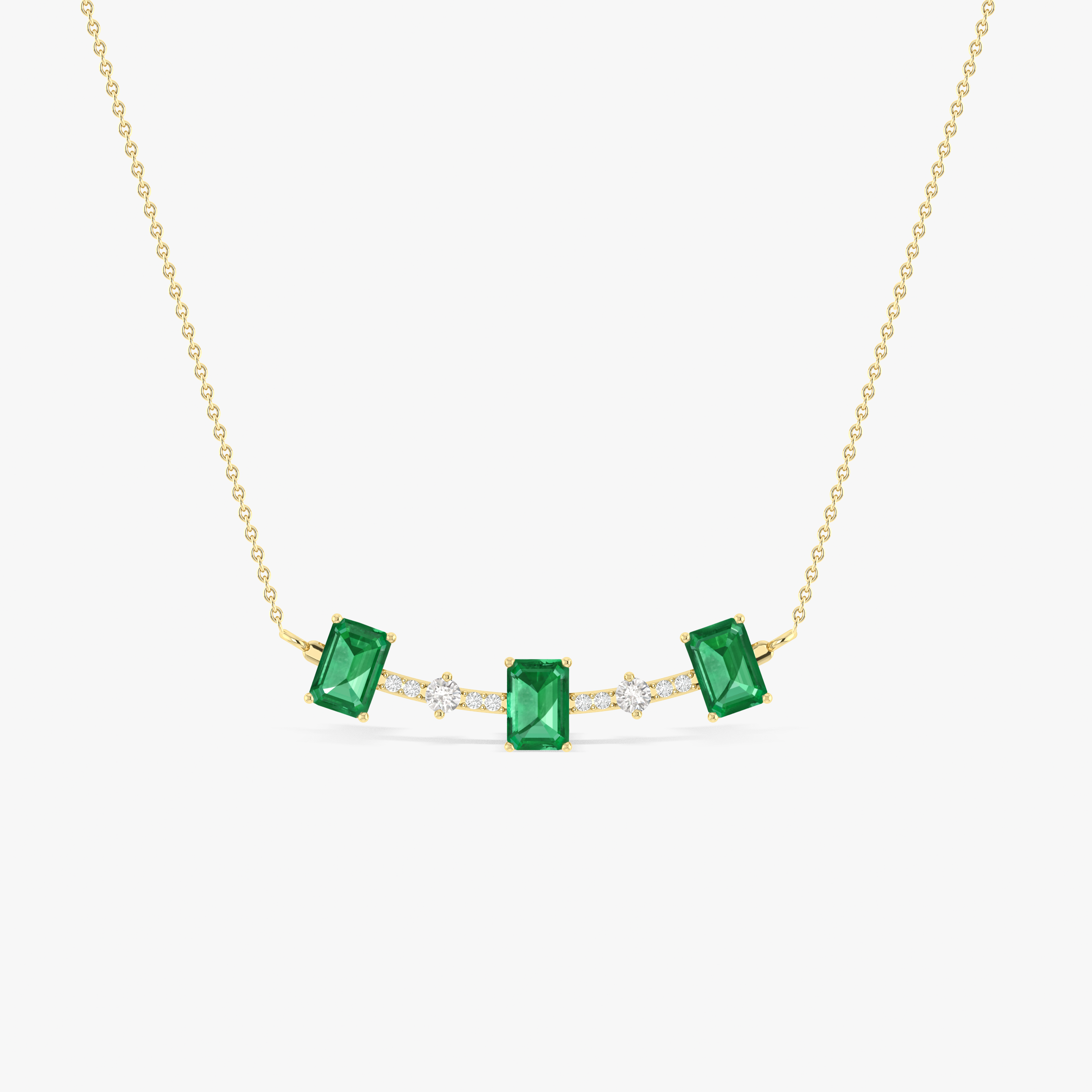Emerald Baguette Gemstone Bar Pendant Necklace - Elegant Green Stone Jewelry for Women, Gift for Her, Perfect for Weddings, Parties & Special Occasions