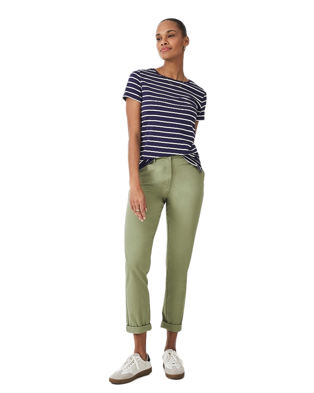 Women's Crew Neck Breton Stripe T-Shirt - Classic Casual Short Sleeve Top for Everyday Wear, Work & Weekend Outfits