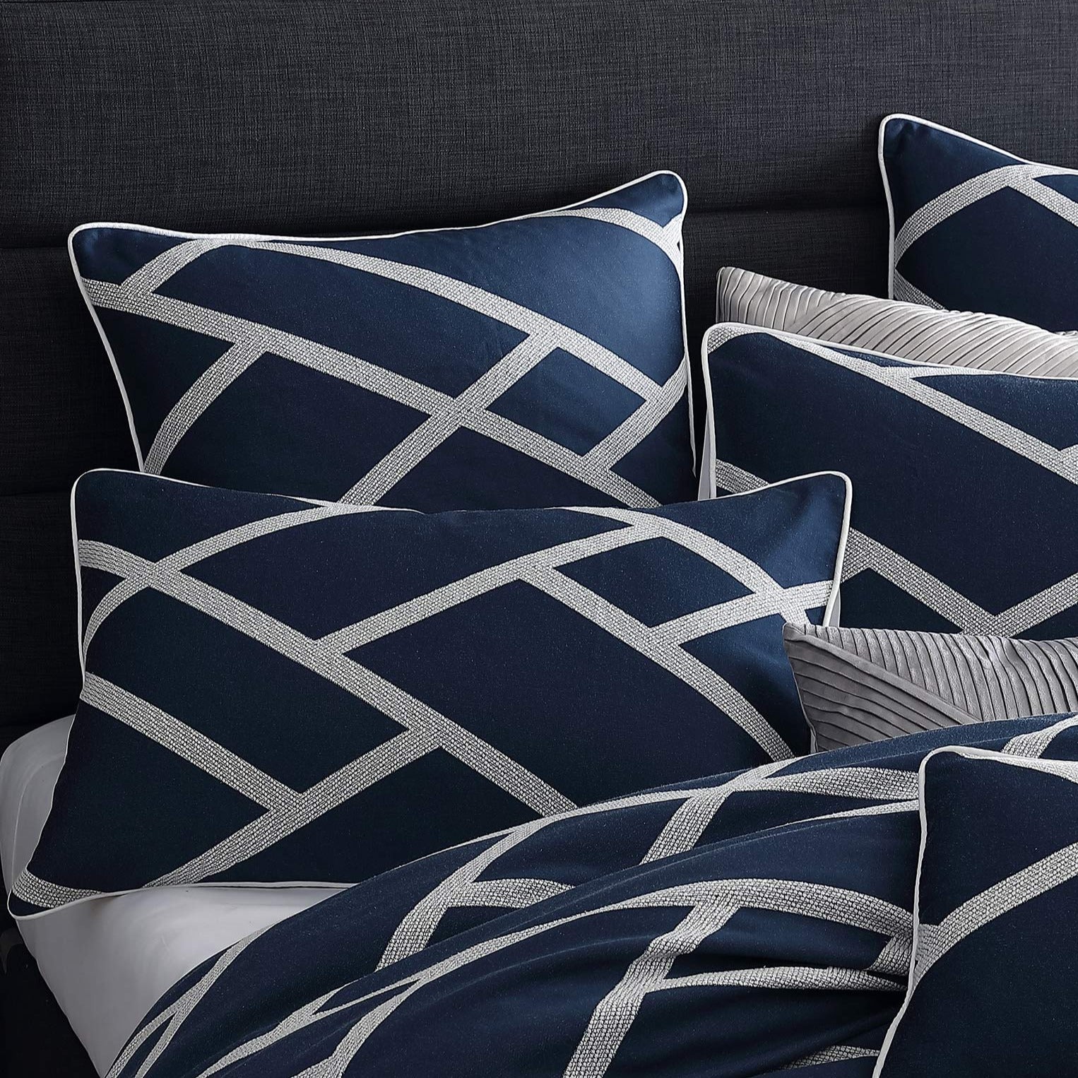 Premium Kennedy Navy Quilt Cover Set - Luxury 100% Cotton Bedding by Private Collection - Perfect for Master Bedrooms, Guest Rooms & Coastal Home Decor