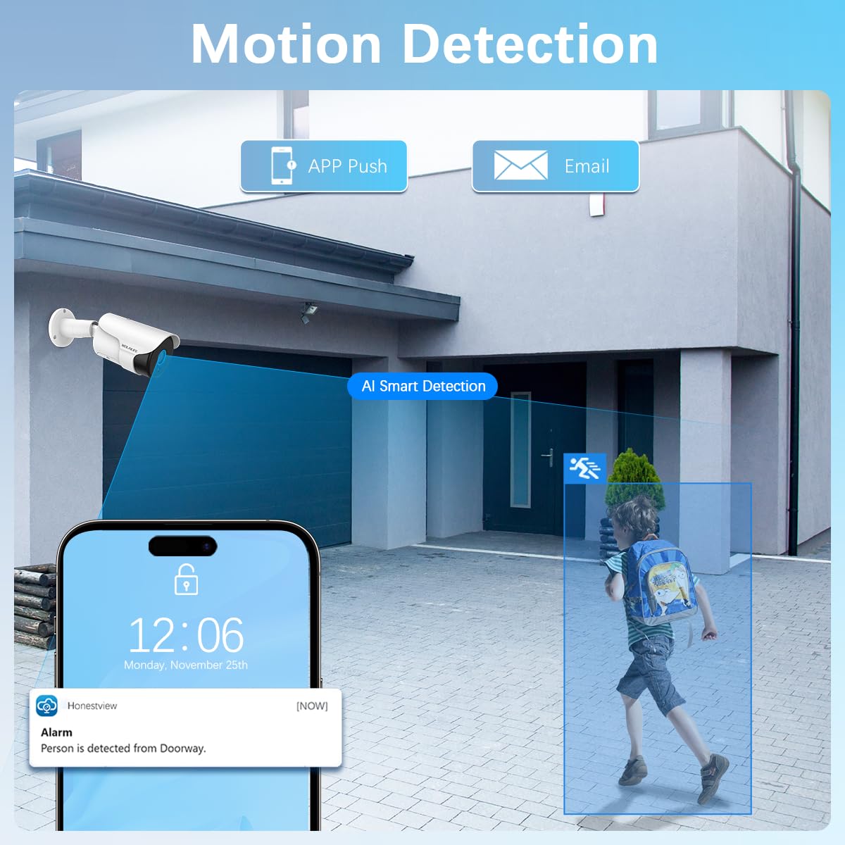 90ft Super Night Vision Wired Security Camera System - 4K HD Outdoor/Indoor Video Surveillance for Home Security with Motion Detection & Remote Viewing - Ideal for Monitoring Driveways, Backyards & Business Premises