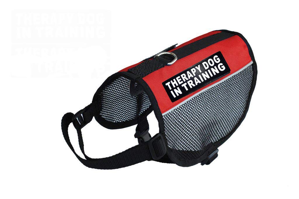 **Therapy Dog Mesh Vest Harness - Breathable Nylon Cooling Comfort with 2 Reflective Training Patches (Adjustable 15-20