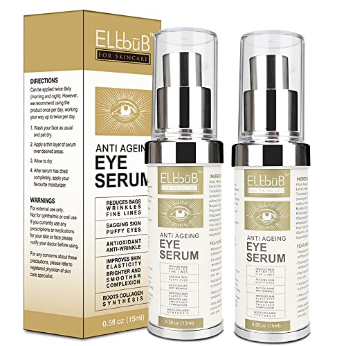 Anti-Aging Eye Cream (2 Pack) - Wrinkle Reducing Eye Serum for Dark Circles, Puffy Eyes & Eye Bags - Hydrating Treatment for Crow's Feet & Saggy Skin - Perfect for Night Routine & Travel Skincare