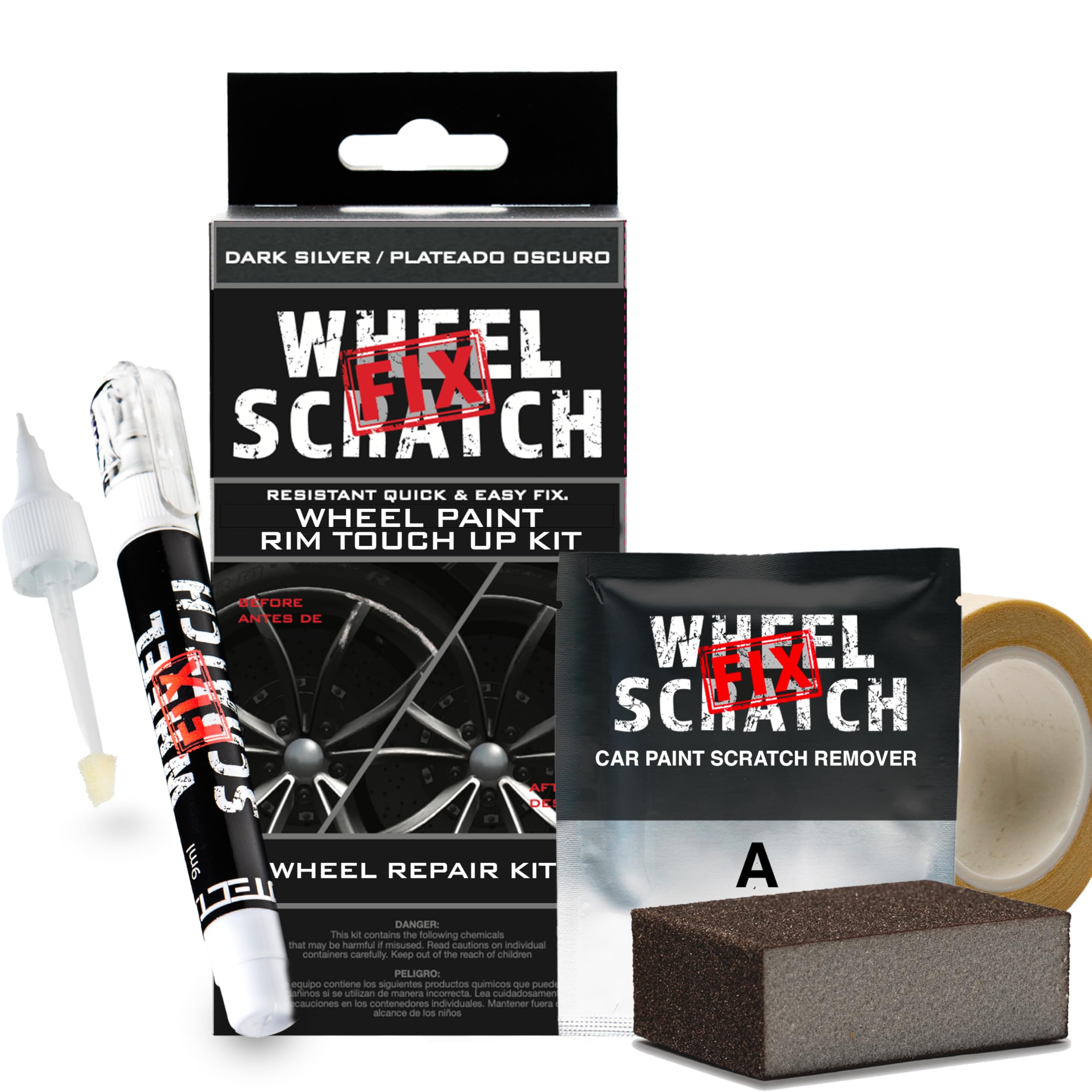 Dark Silver Alloy Wheel Touch Up Paint Kit - Car Wheel Scratch & Curb Rash Repair Pen - Universal Rim Repair for Scratches & Damage - Perfect for DIY Auto Maintenance & Wheel Restoration