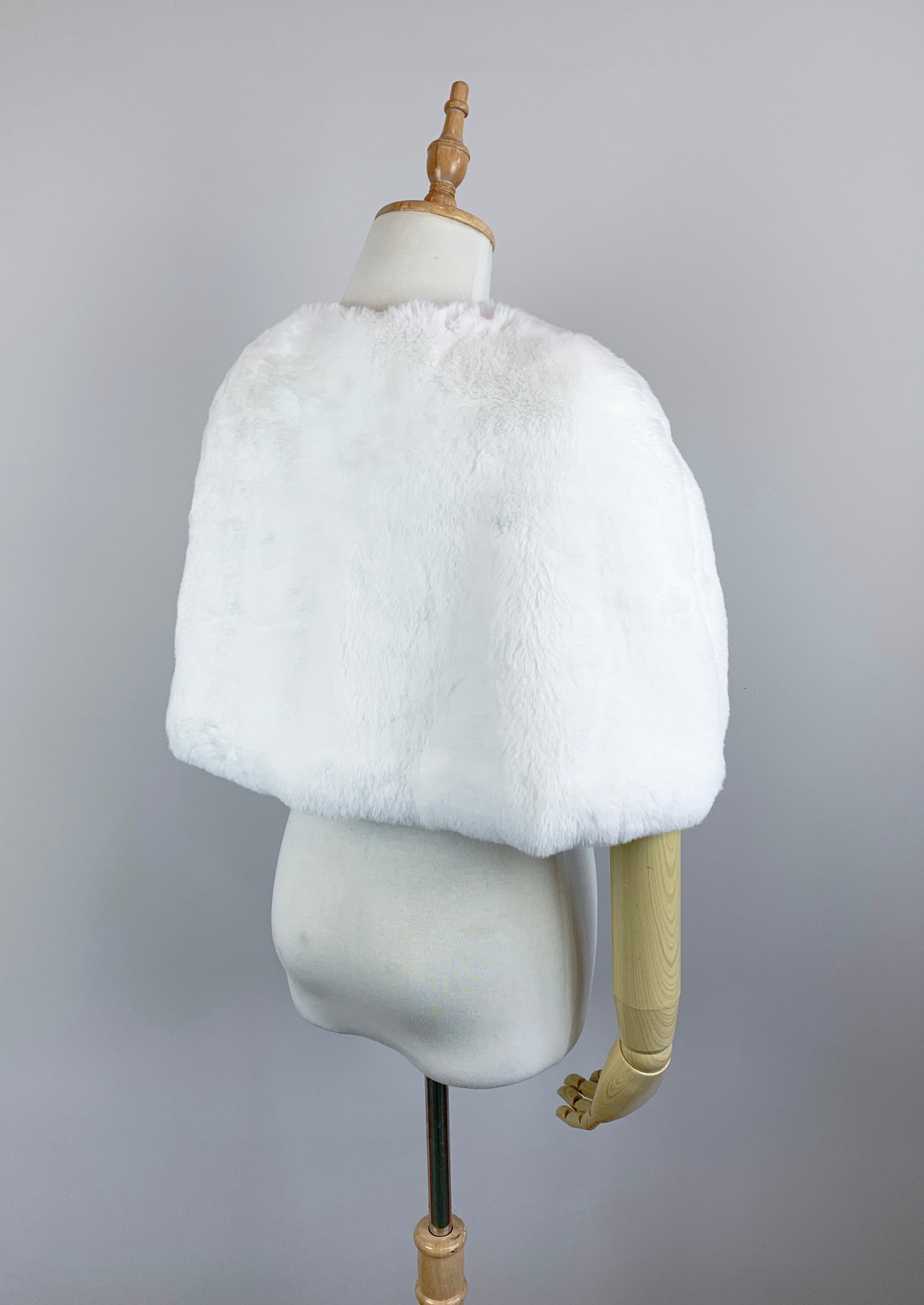 Ivory White Faux Fur Bridal Cape - Elegant Wedding Shawl for Bride (Georgina Wht05) | Perfect for Winter Weddings, Photo Shoots & Formal Events