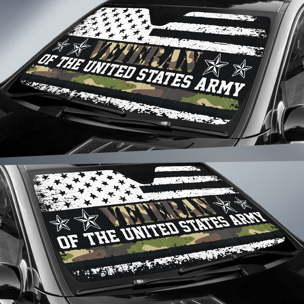 American Flag Camo Car Sun Shade - Proud US Army Veteran Auto Accessory for Windshield Protection | Perfect for Trucks, SUVs & Military Supporters