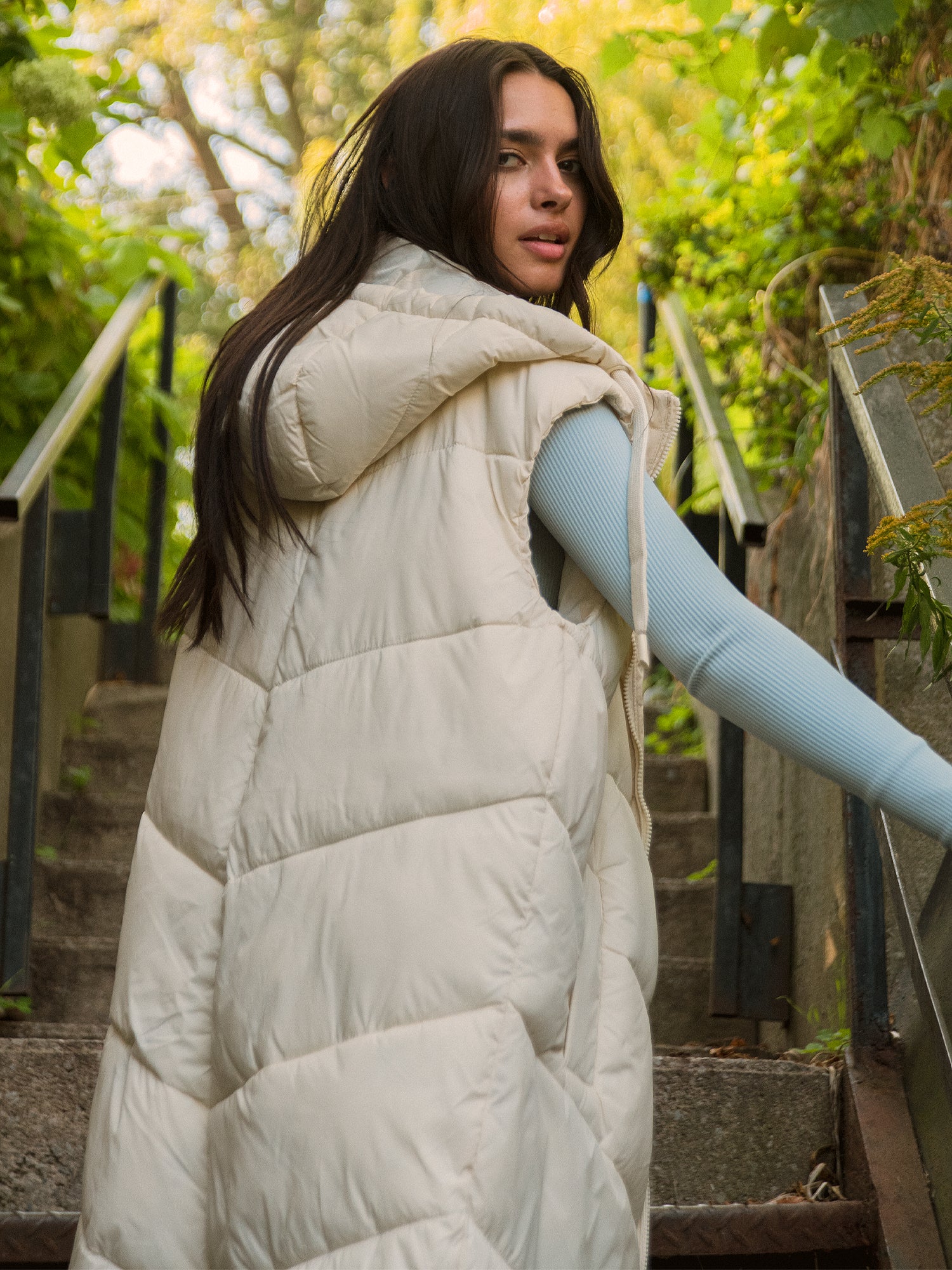 B.YOUNG BOMINA Long Hooded Puffer Vest for Women - Winter Warm Quilted Jacket with Pockets | Outdoor Activities, Hiking & Casual Wear