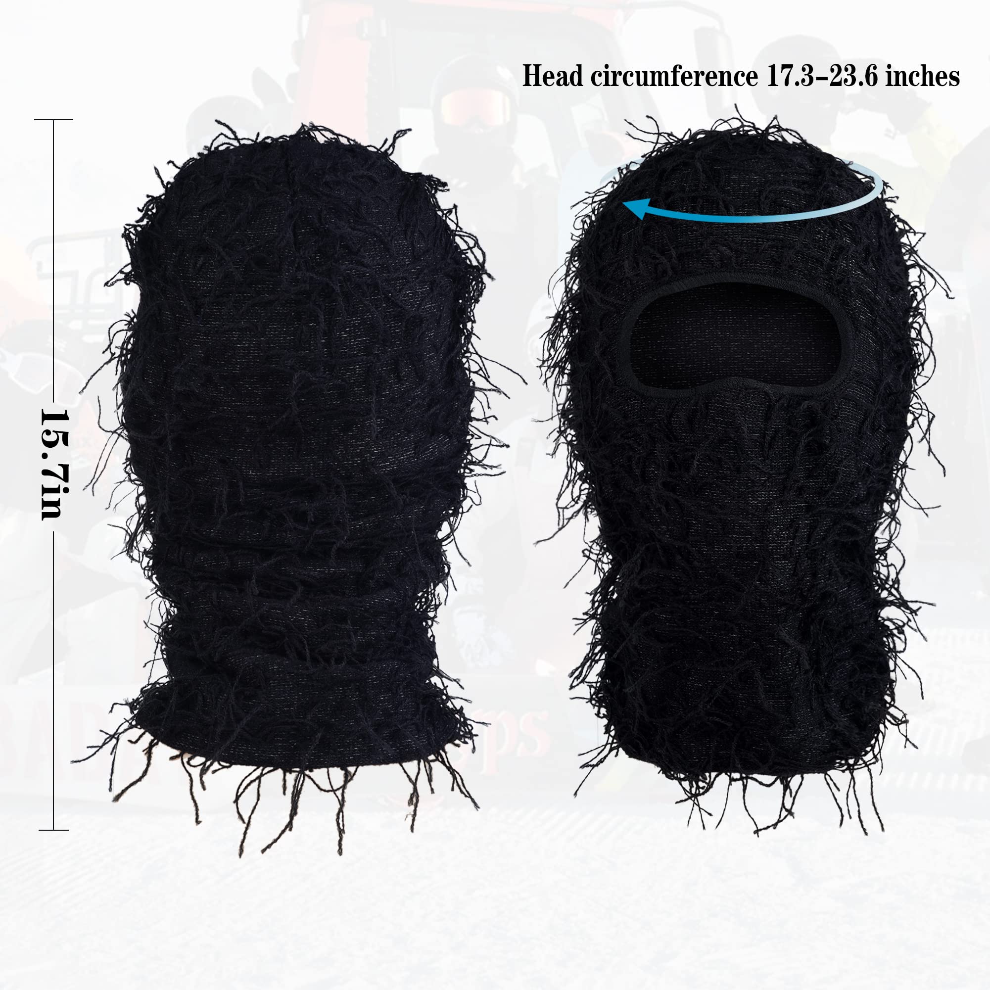 Distressed Knitted Balaclava Ski Mask for Men & Women - Windproof Full Face Cover for Cold Weather | Winter Sports, Snowboarding, Motorcycling & Outdoor Activities