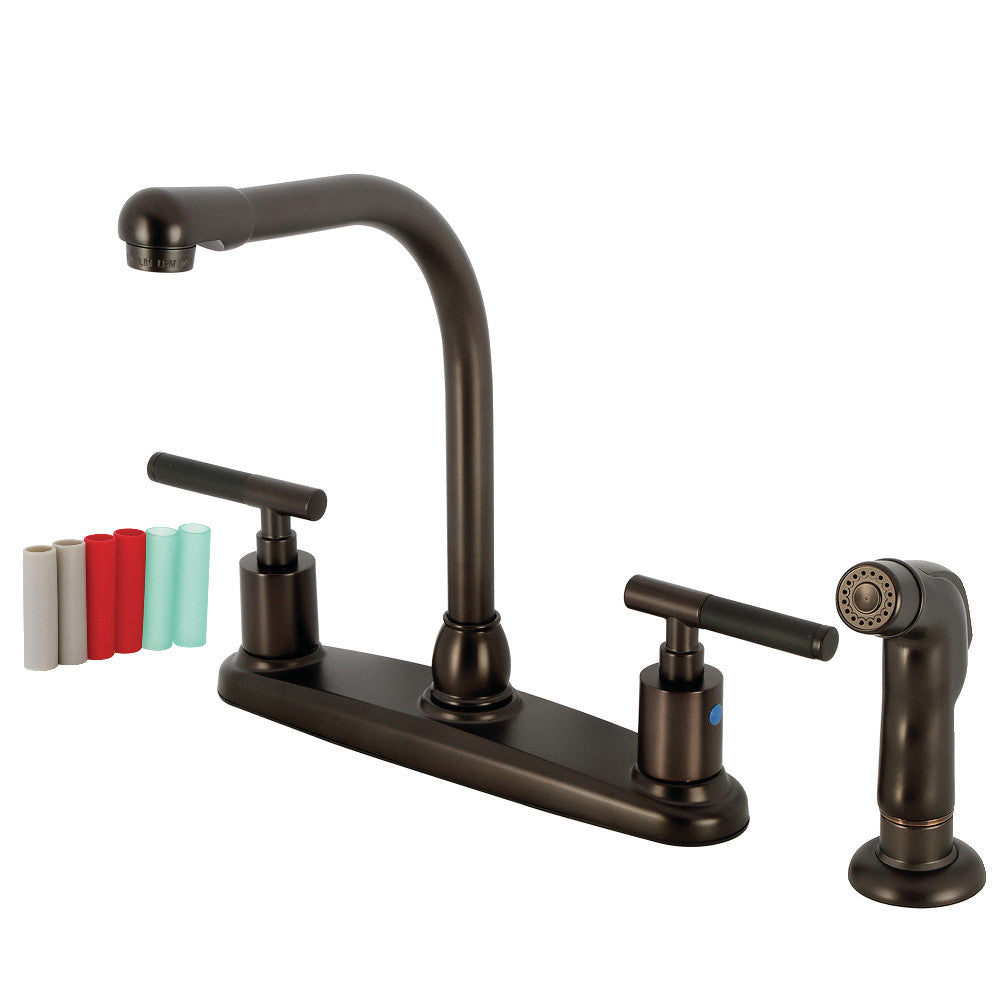 Kingston Brass FB755CKLSP Kaiser 8 Inch Centerset Kitchen Faucet with Pull-Out Sprayer - Modern Chrome Finish for Sink, Dishwashing & Food Prep