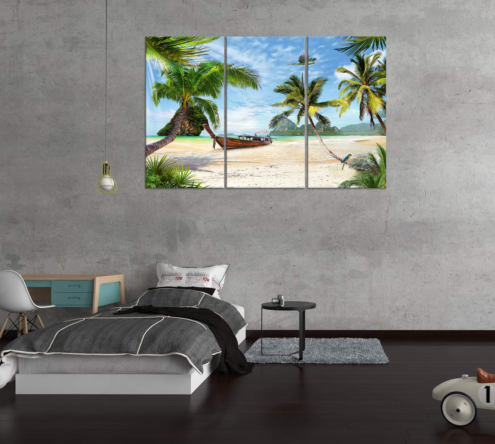 Tropical Palm Tree Wall Art Decor - Modern Beach Coconut Tree Canvas Painting Prints for Living Room, Dining Room, Bedroom | Coastal Home Decor & Beach House Wall Decor