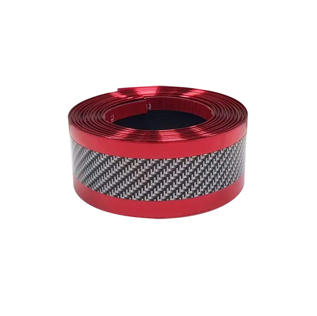 TMJSPOYOU 7CM x 1M Self-Adhesive Rubber Door Edge Guard - Carbon Fiber Strip Protector for Car Bumper Repair, DIY Auto Exterior Accessories (Red) - Perfect for Vehicle Door Protection, Scratch Prevention & DIY Car Maintenance
