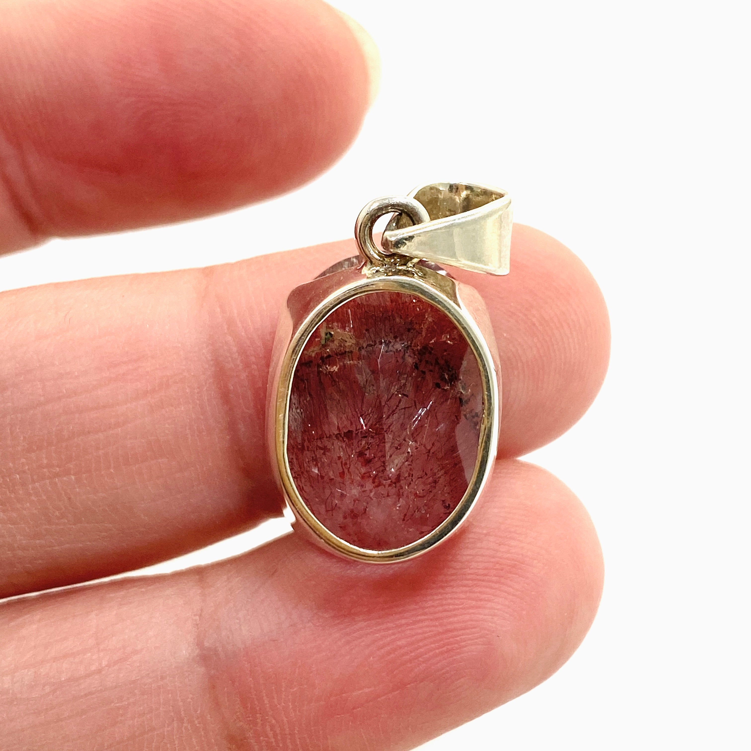 Natural Lepidocrocite in Quartz Oval Faceted Pendant Necklace PPGJ1077 - Healing Crystal Jewelry for Meditation & Energy Balancing
