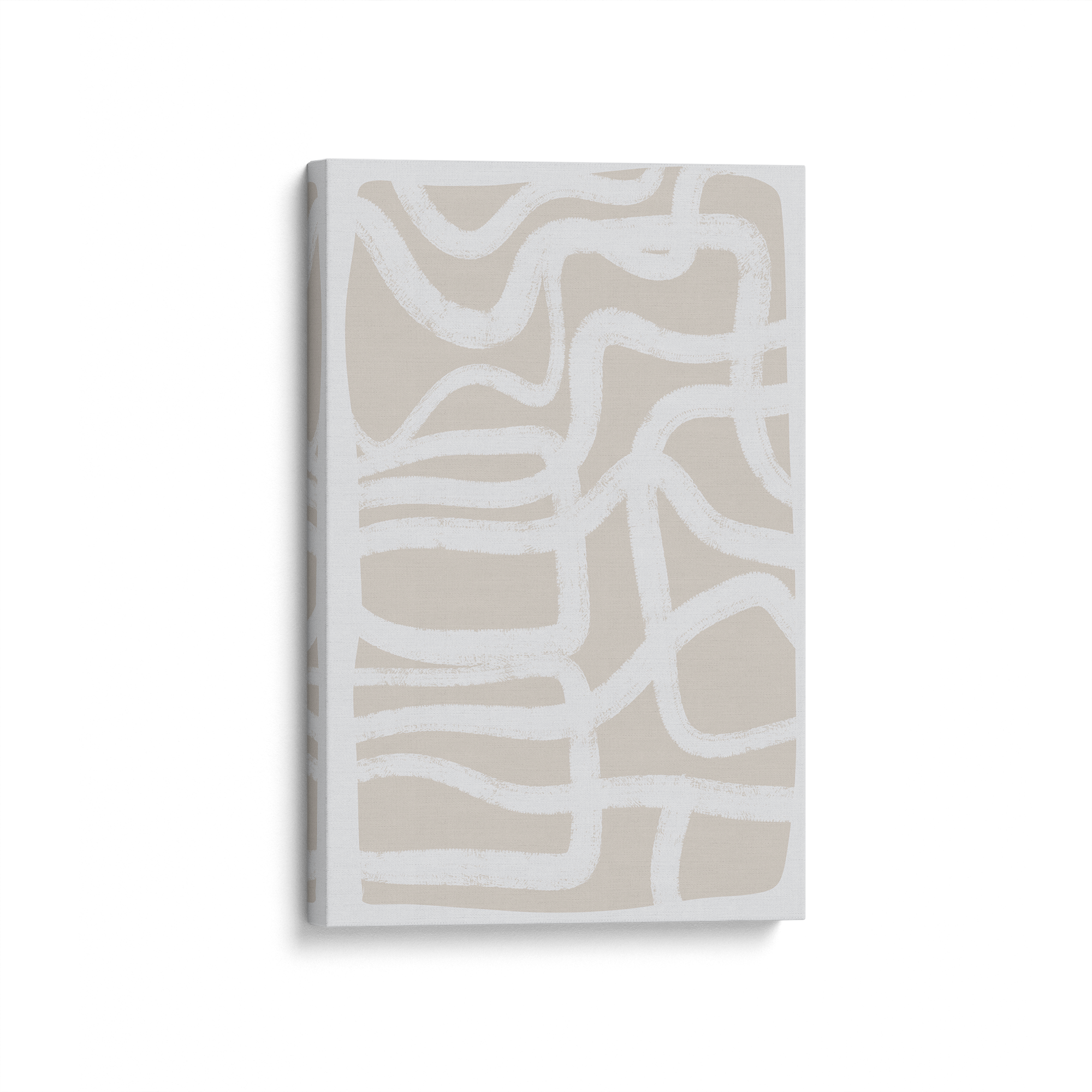 Greige Simple Abstract Line Drawing II on Canvas - Modern Minimalist Wall Art for Living Room, Bedroom & Office Decor