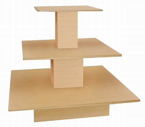 3-Tier Display Tables for Retail & Boutique - Black, White & Maple Finish | Oval, Rectangle & Square Options | Perfect for Clothing, Jewelry & Accessory Showcase