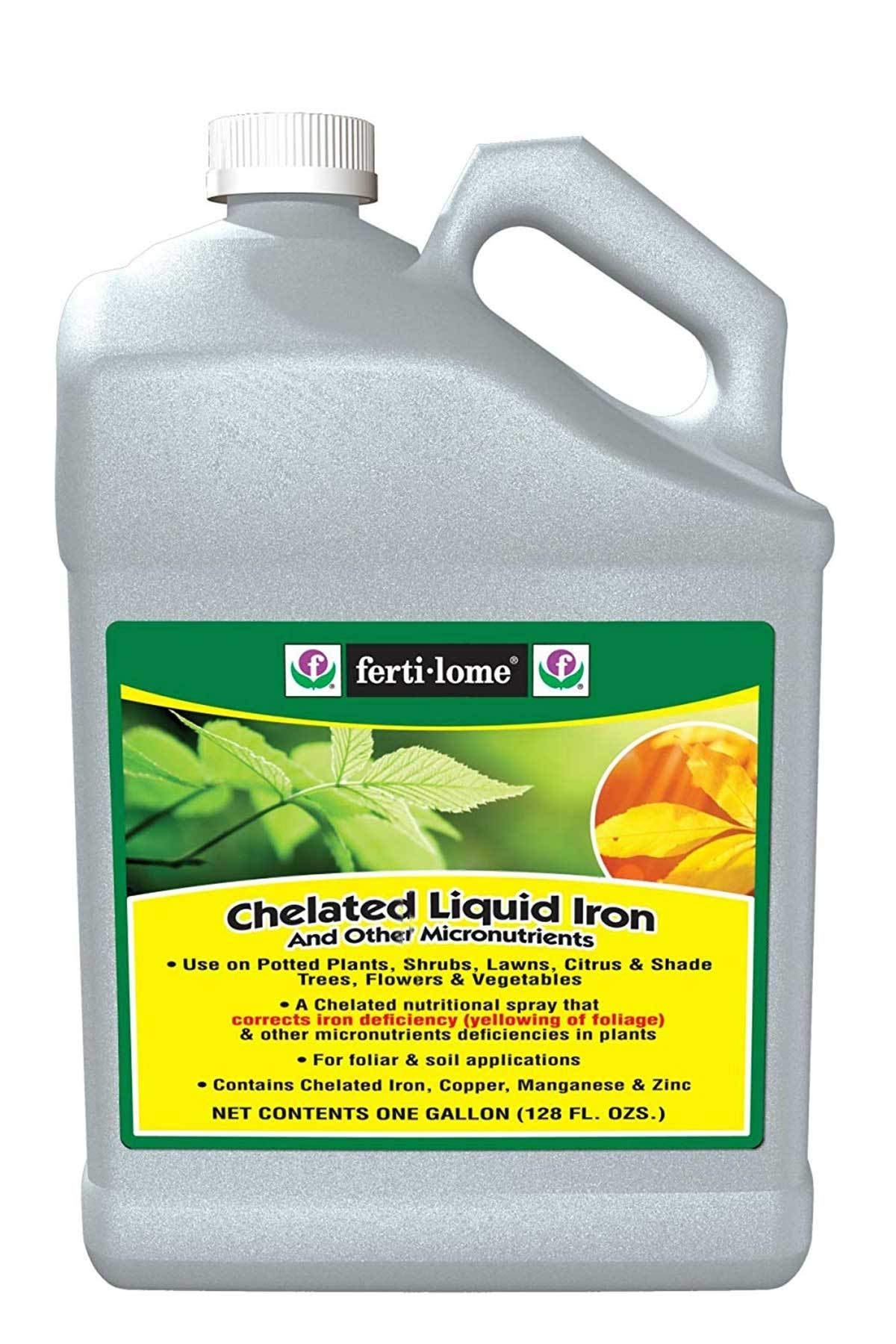 Fertilome Chelated Liquid Iron Plant Supplement - 1 Gallon for Lawns, Gardens & Indoor Plants | Fast-Acting Iron Deficiency Treatment