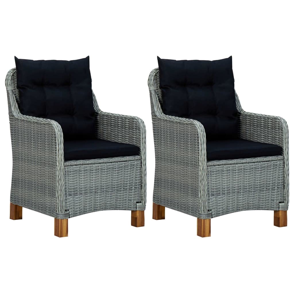 CHARMMA 3-Piece Outdoor Patio Lounge Set with Cushions - Light Gray Poly Rattan Furniture (31KG) for Garden, Poolside & Backyard Relaxation