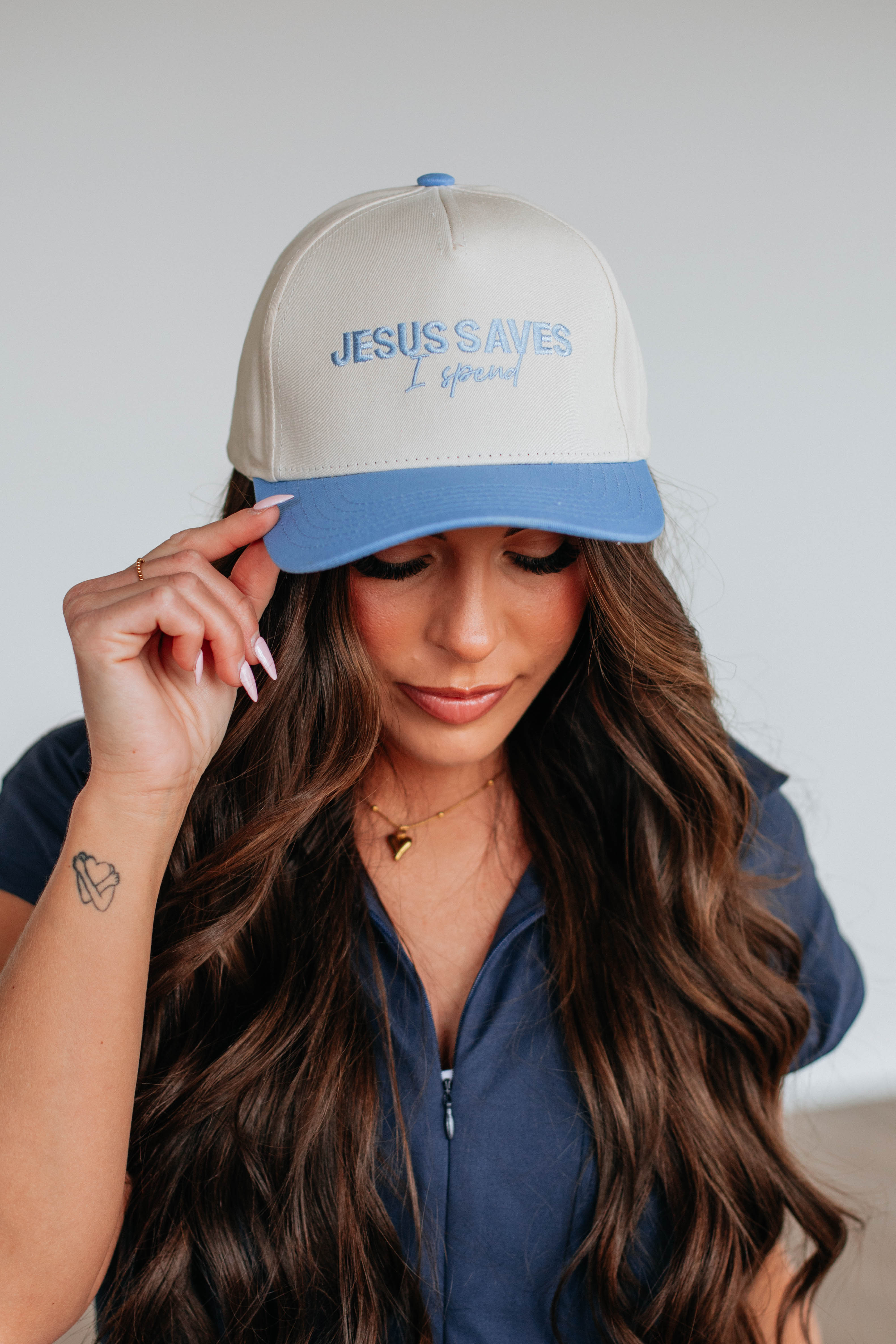 Jesus Saves I Spend Trucker Hat - Stylish Christian Trucker Cap for Men & Women - Perfect for Church, Road Trips & Outdoor Activities