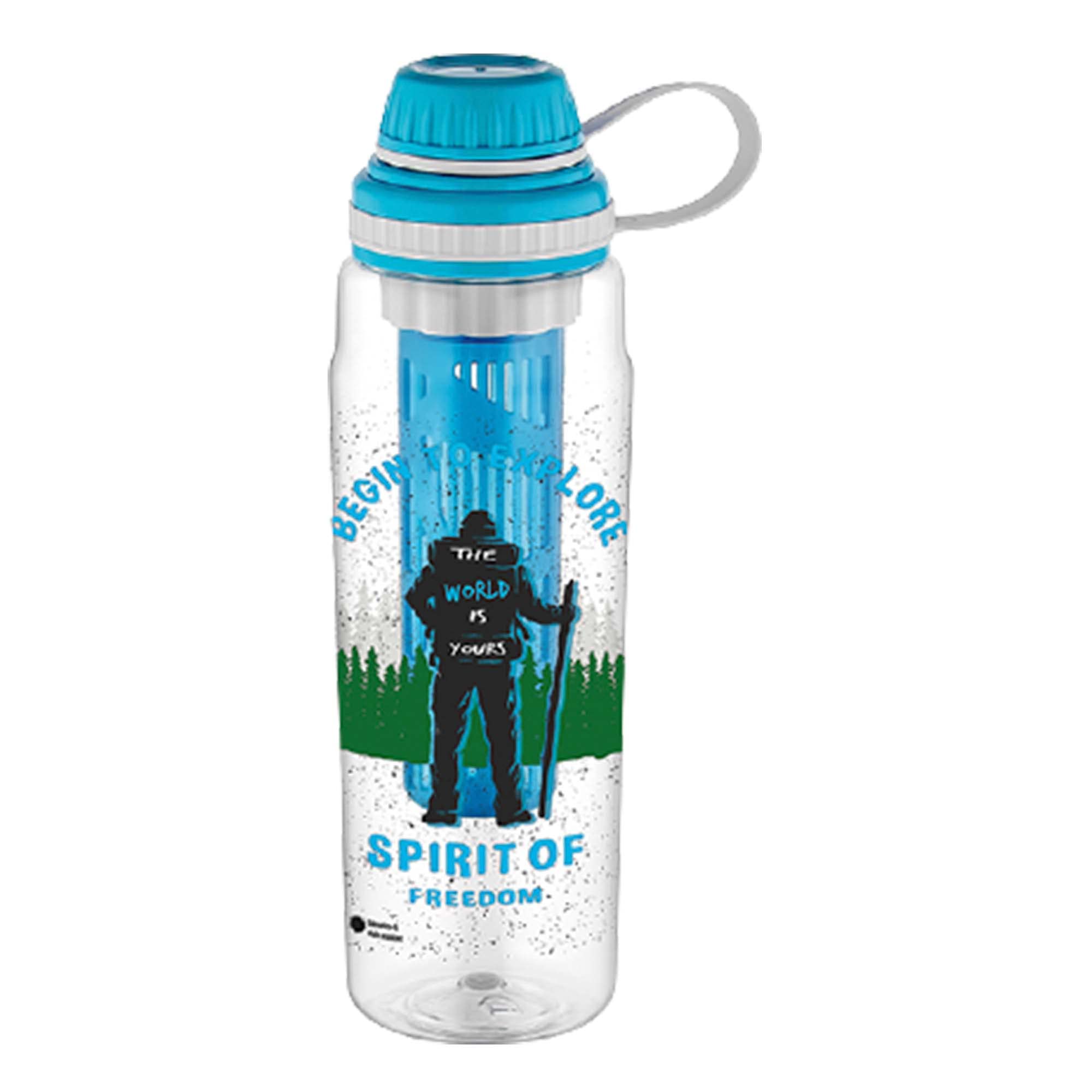**BPA-Free Tritan Water Bottle with Flavor Infuser - 27.25 oz Leak-Proof Fruit Infusion Bottle with Silicone Sleeve & Lid - Perfect for Detox Water, Gym, Hiking & Travel (Blue)**