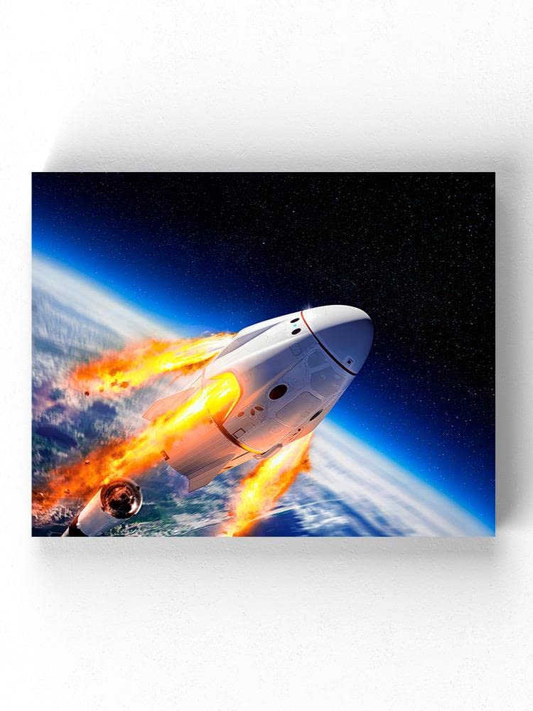 NASA Spacecraft Launch Wall Art - White Wrapped Canvas Print for Home & Office Decor | Living Room, Bedroom, Office Space Inspiration