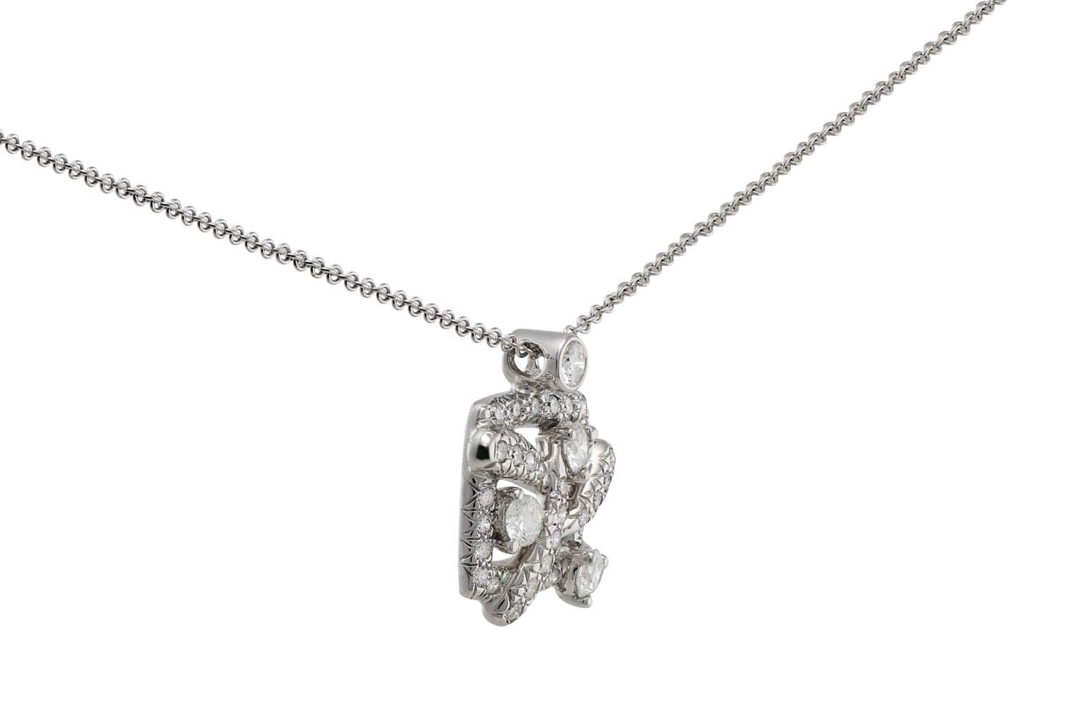 18K White Gold Pavé Diamond Woven Pendant Necklace - Elegant Diamond Jewelry for Women, Perfect for Weddings, Anniversaries & Special Occasions