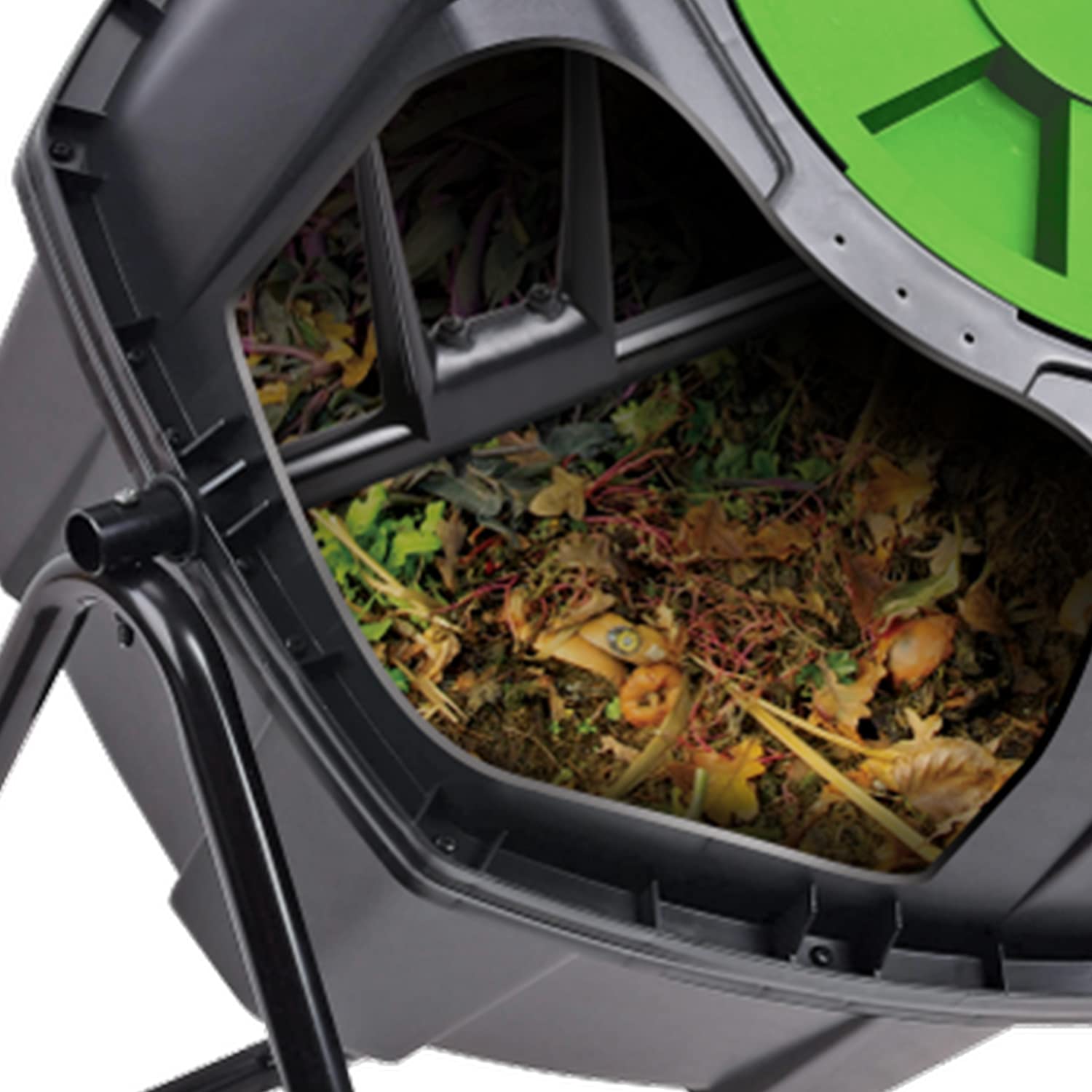 110L 29 Gallon Tumbleweed Compost Tumbler - Black & Green Outdoor/Indoor Rotating Compost Bin with Stand & Locking Lid - Perfect for Garden, Yard, and Kitchen Waste Recycling