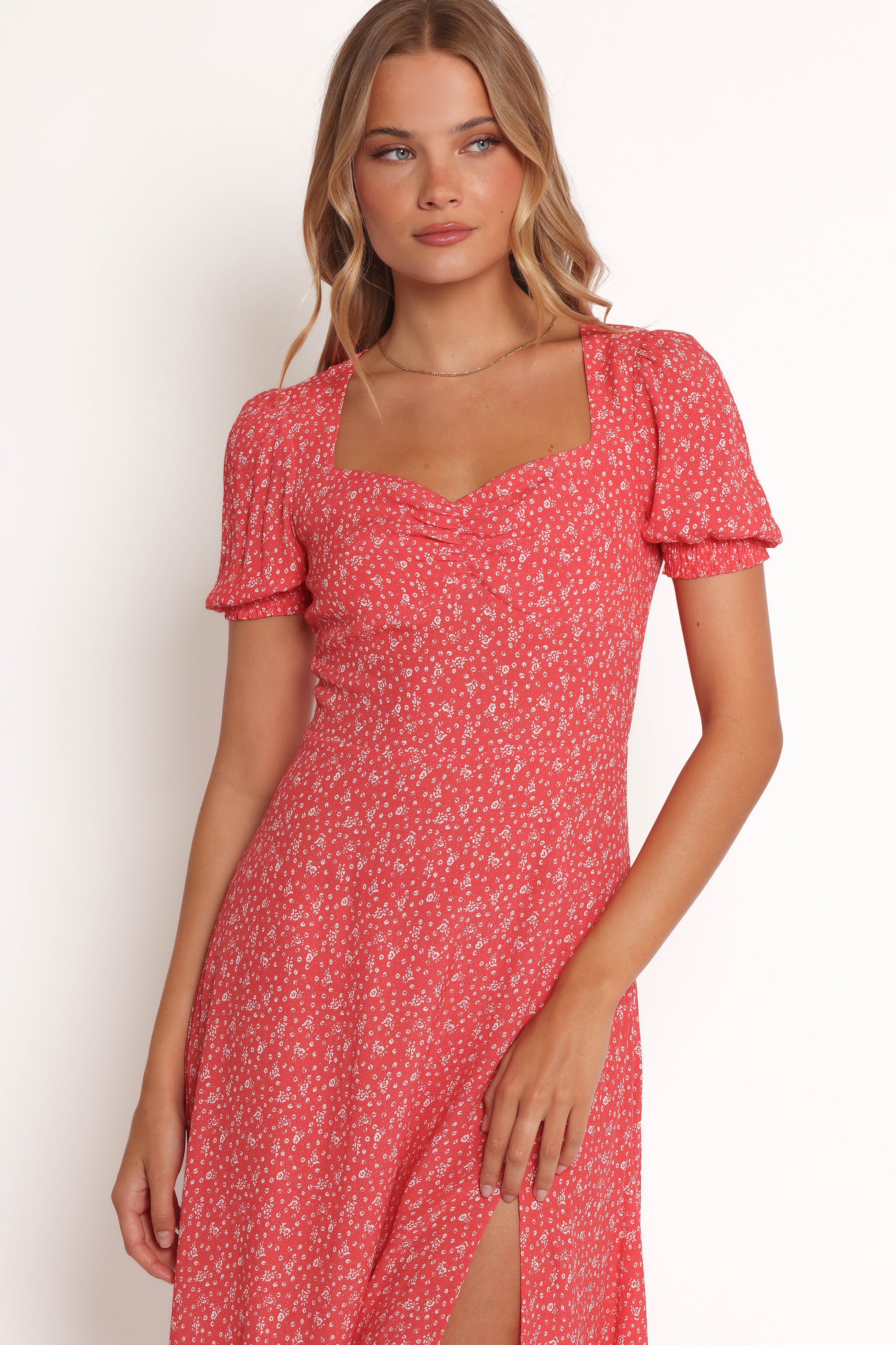 Franklin Dress - Red Floral Print Women's Summer Dress | Casual & Party Wear | Perfect for Beach, Vacation & Date Night