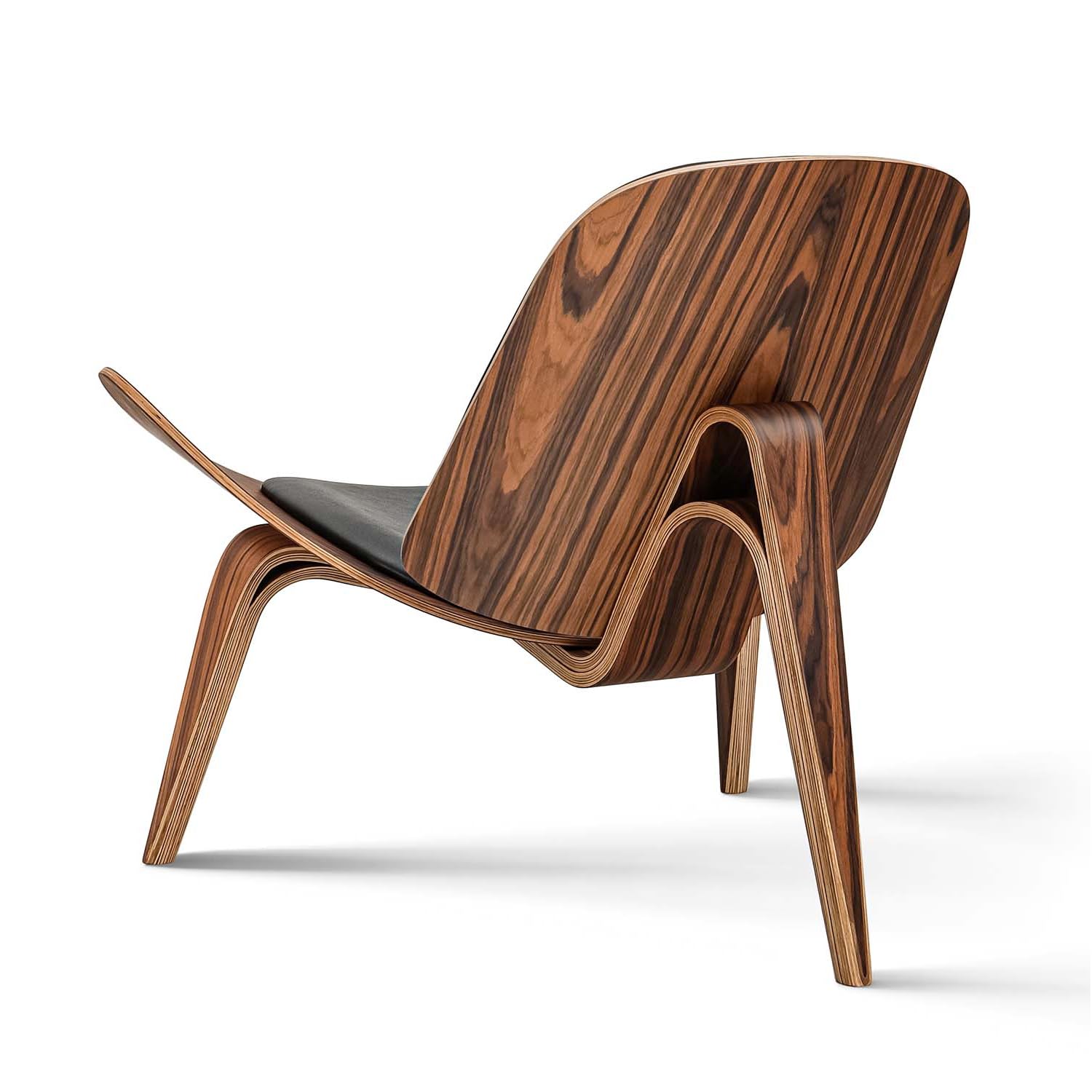 Mid Century Modern Shell Lounge Chair - PU Leather Upholstered Tripod Base with Plywood & Solid Wood Accent - Classic Design Living Room Chair for Reading, Office, Salon & Lounge Areas | Perfect for Home Decor, Coffee Shops and Waiting Rooms