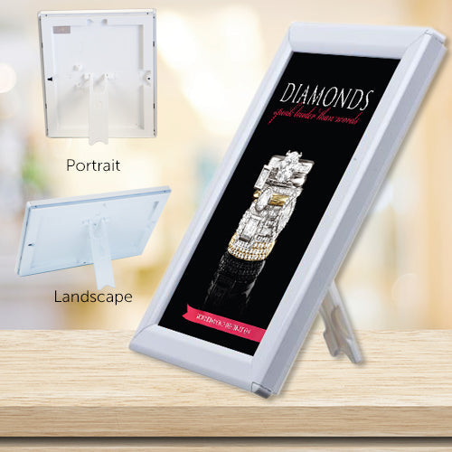 5x7 White Metal Snap Frame for Advertising & Promotions - Countertop, Tabletop, Shelf or Wall Display for Retail Stores, Restaurants & Offices