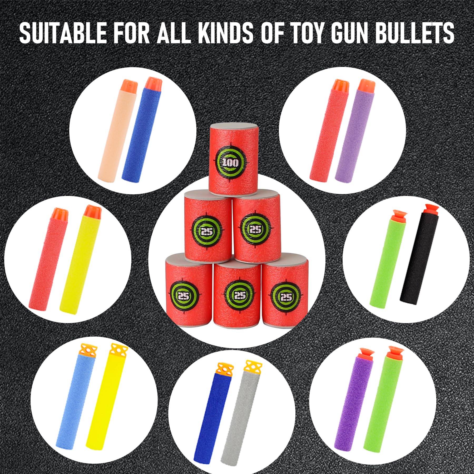 EKIND Foam Can Target - Compatible with Nerf Elite Series Blasters, Dart Shooting Target Practice for Kids & Adults - Perfect for Indoor/Outdoor Nerf Battles & Backyard Games
