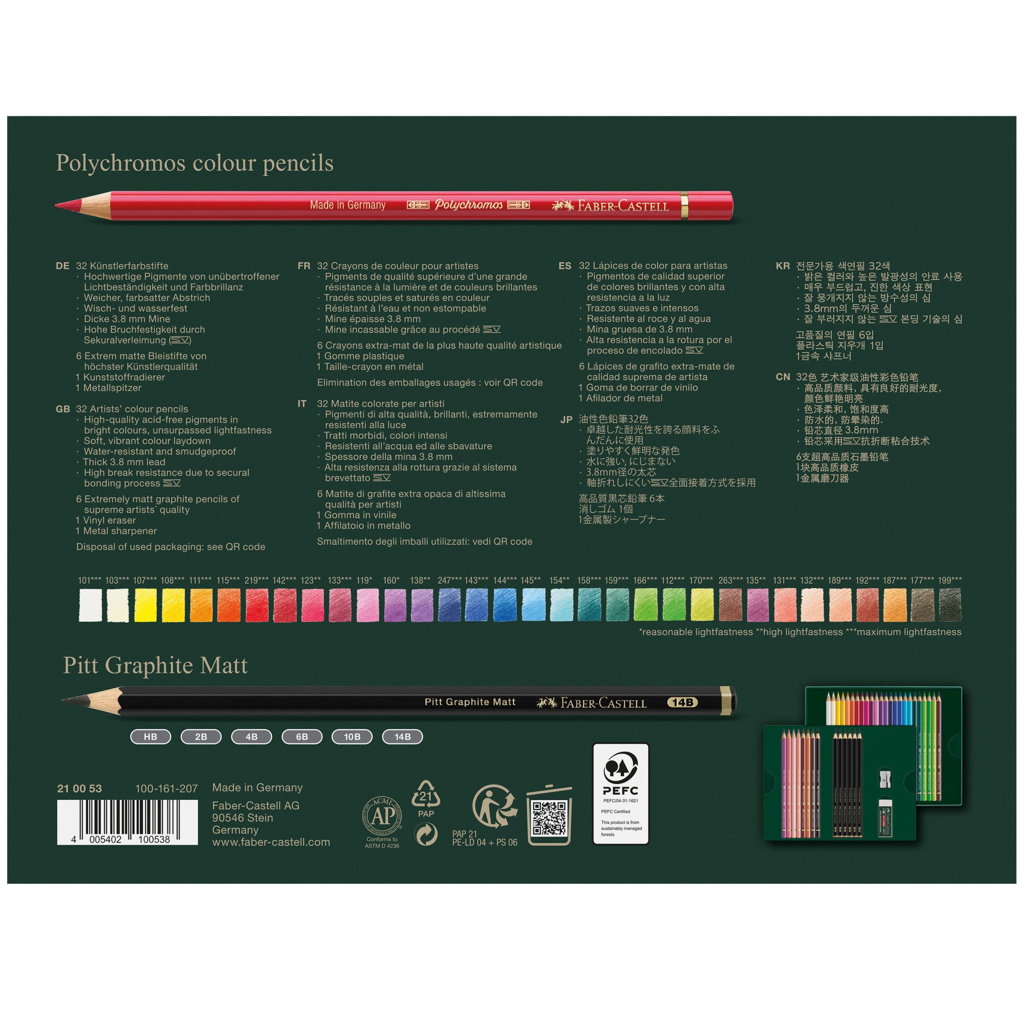 Faber-Castell Polychromos & Graphite Matte 40-Piece Artist Pencil Set - Premium Colored Pencils for Drawing, Sketching & Professional Artwork (Gift Box #210053) - Perfect for Artists, Illustrators & Adult Coloring Enthusiasts