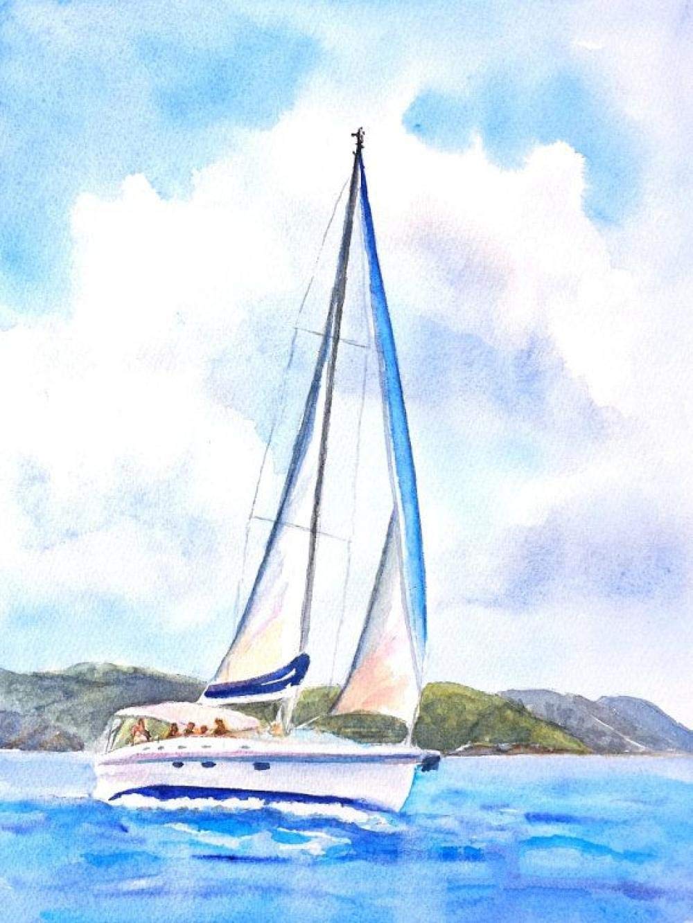 DIY Paint by Numbers Kit for Adults - Seascape Sailboat with Brushes & Acrylic Paints - 16x20 Inch Frameless Canvas Art for Beginners - Perfect for Home Decor, Relaxation & Creative Gift Ideas