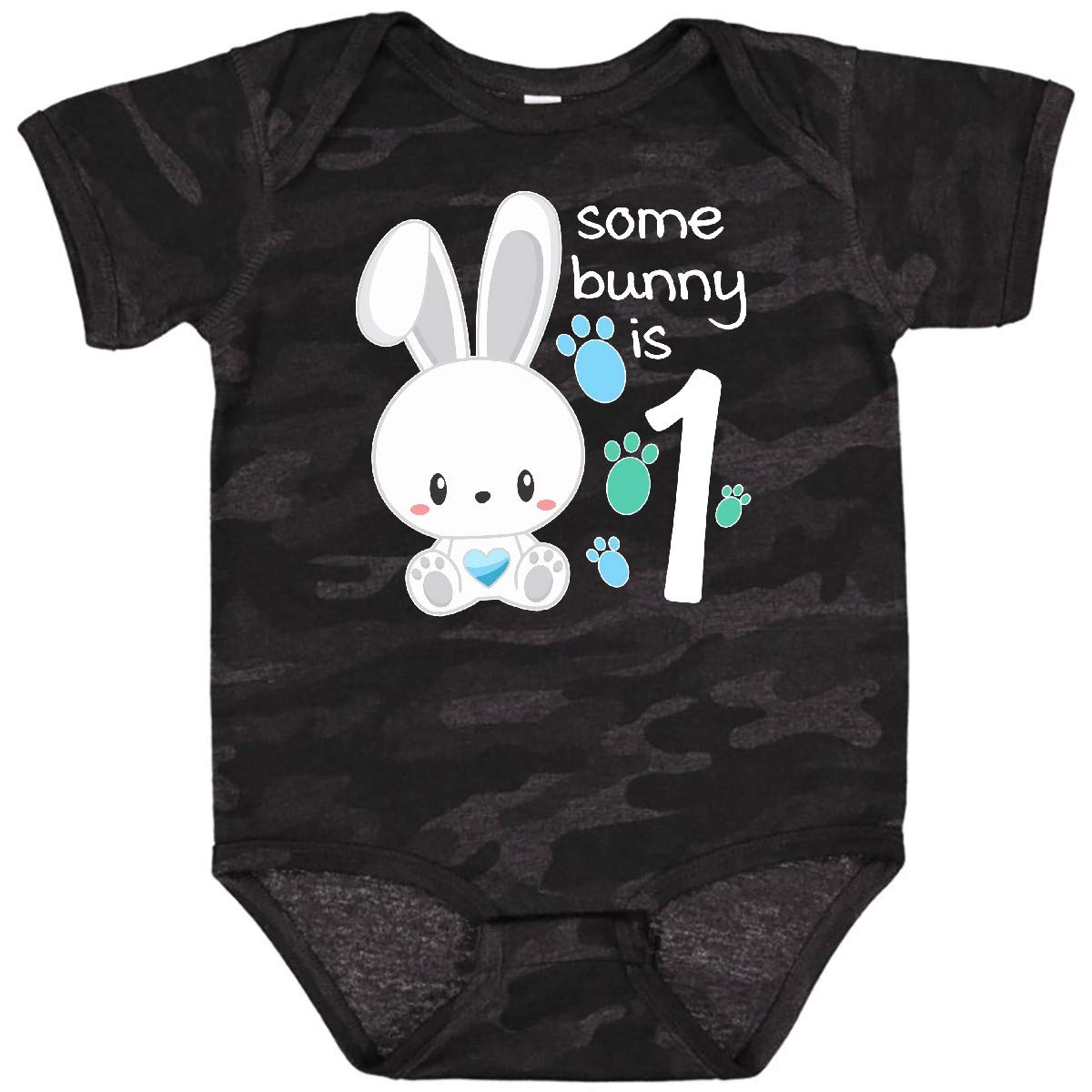 Inktastic Somebunny Is One - First Birthday Bunny Baby Bodysuit | Cute Easter Bunny Outfit for 1 Year Old Boys & Girls | Perfect for Birthday Parties, Easter Celebrations & Photo Shoots