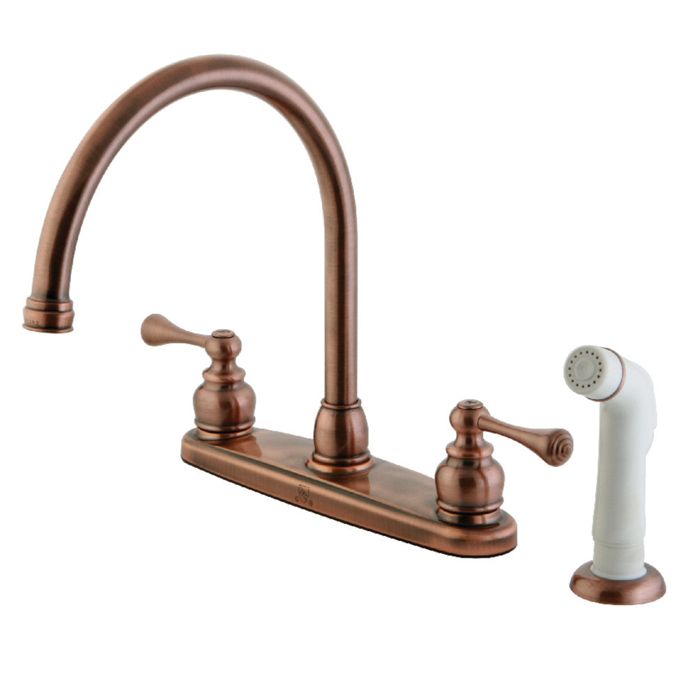 Kingston Brass KB725BL Vintage 8-Inch Centerset Kitchen Faucet - Classic Design for Farmhouse & Traditional Kitchens | Perfect for Sink Washing, Dish Cleaning & Food Prep