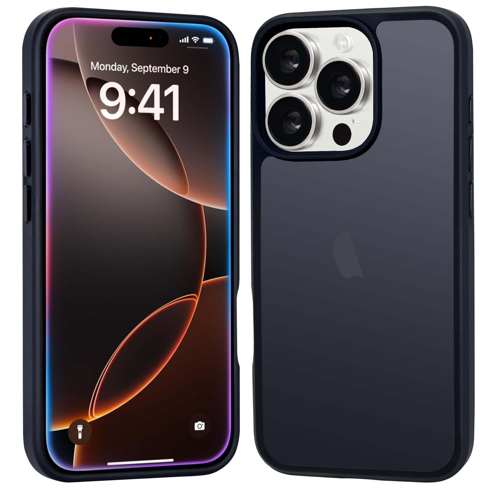Military Grade Shockproof iPhone 16 Pro Max Case - Matte Frosted Translucent Back Cover with Anti-Fingerprint & Slim Drop Protection (Black) - Perfect for Outdoor Activities, Travel & Daily Use