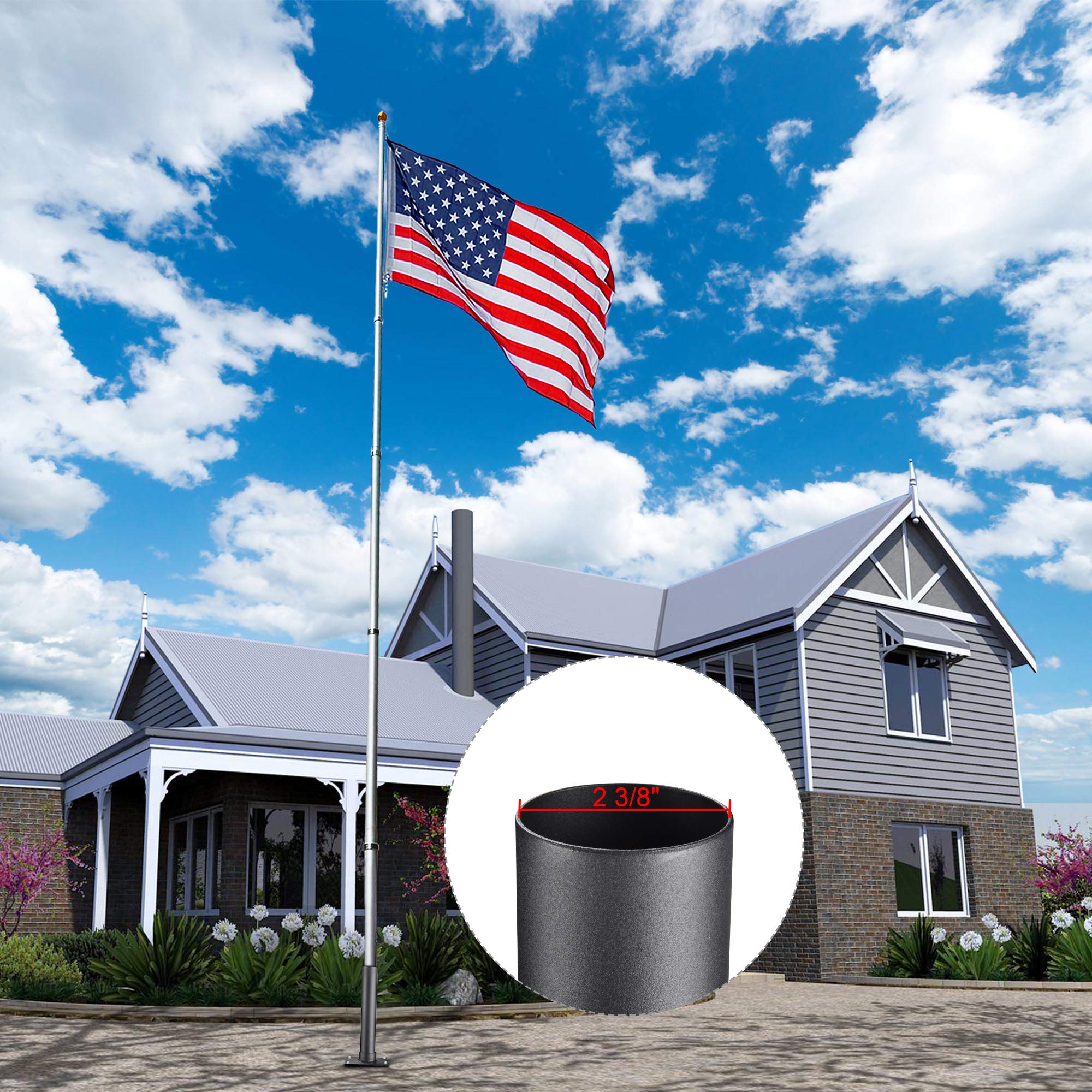 Yescom Heavy Duty Flagpole Base Dock Deck Mount Windsock Holder Umbrella Stand for Outdoor Backyard, Patio, Garden, and Poolside Use - Durable and Weather-Resistant