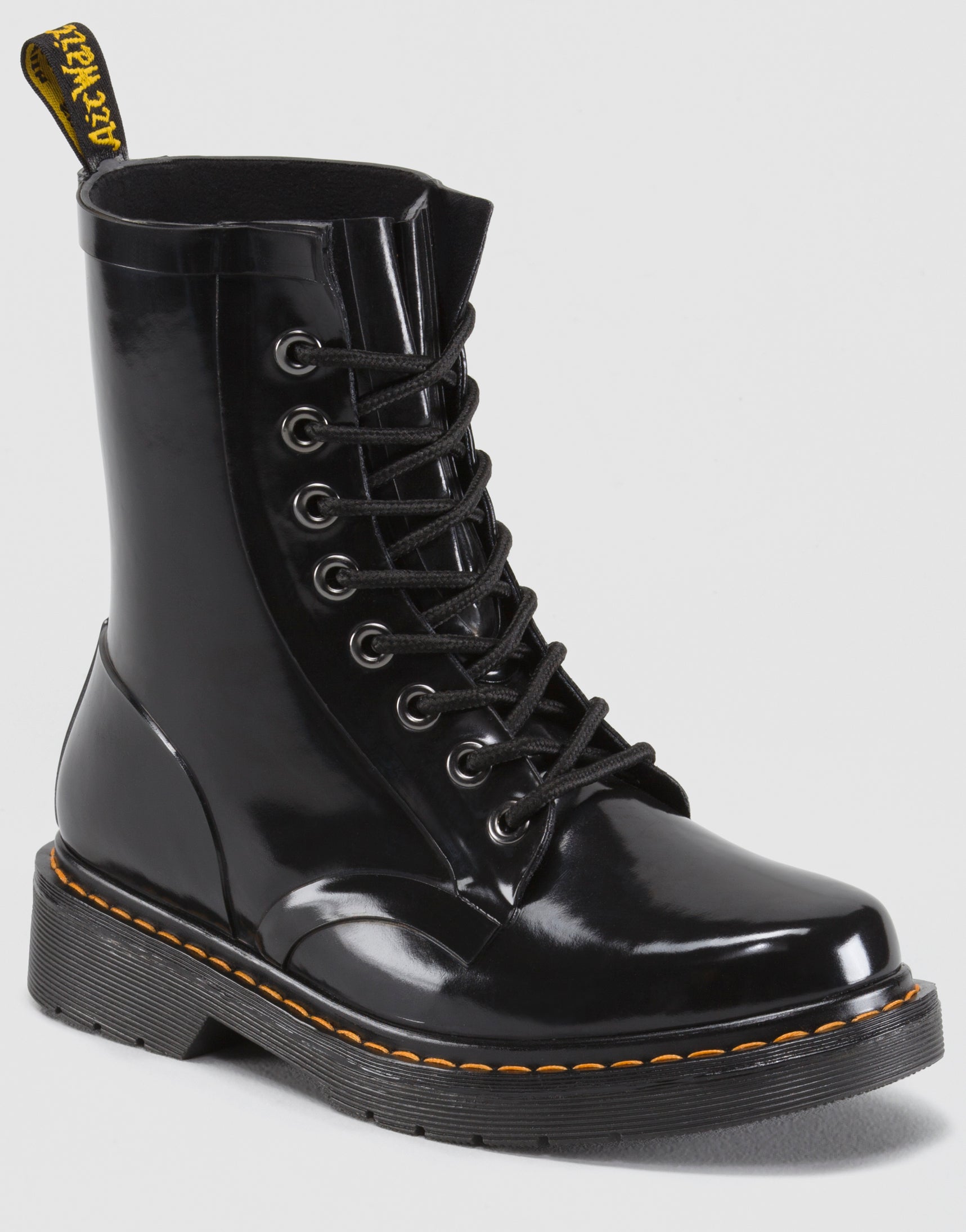 Waterproof Black Patent Rubber Rain Boots for Women - Fashionable High Gloss Shiny Rain Booties for Outdoor, Gardening, and Wet Weather Use