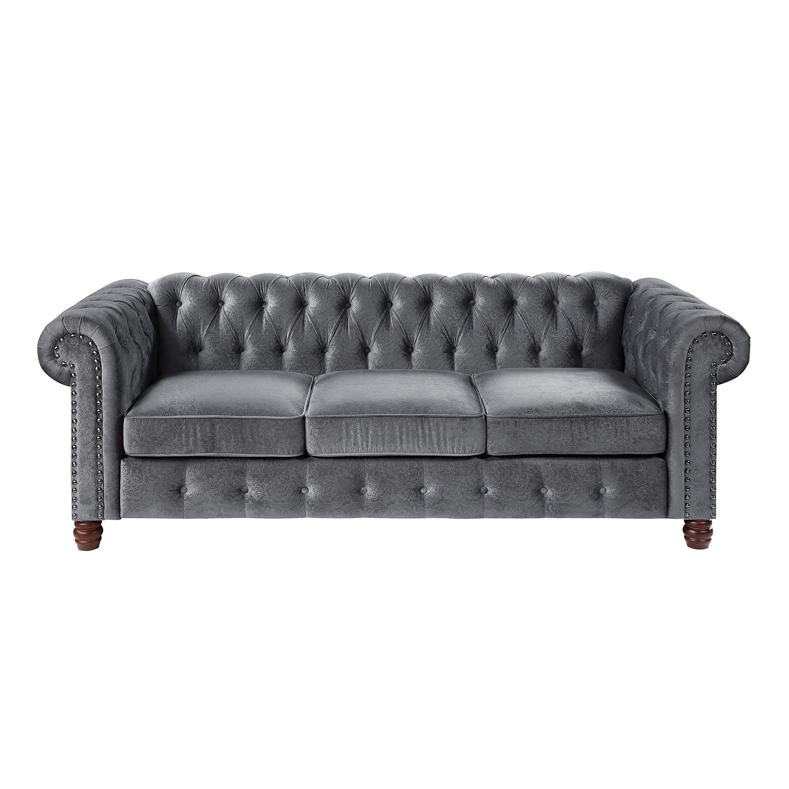 Lexicon Boswell Modern Living Room Sofa - Dark Gray Fabric Couch for Small Spaces, Comfortable Sectional Sofa for Apartments, Homes & Offices