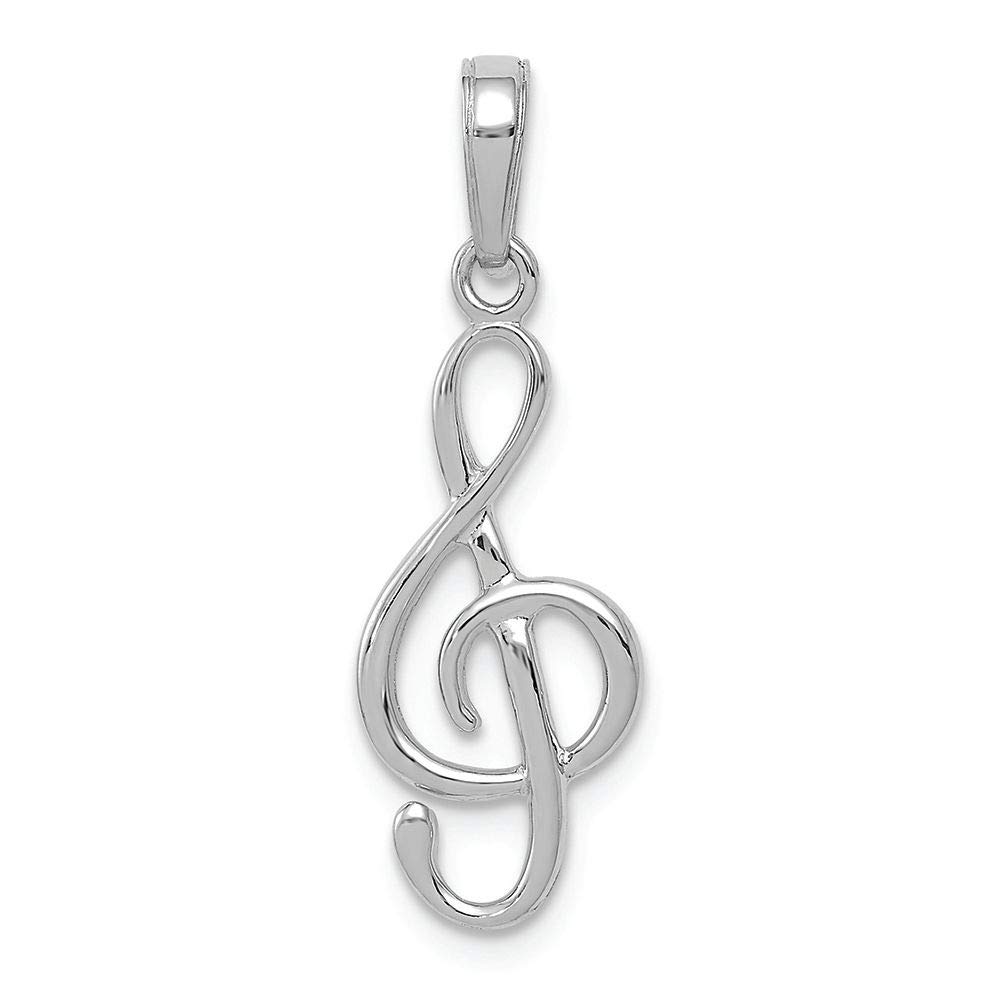 14K White Gold 3D Music Note Charm - Elegant Clef Note Pendant for Necklace - Perfect Gift for Musicians, Music Lovers & Jewelry Enthusiasts