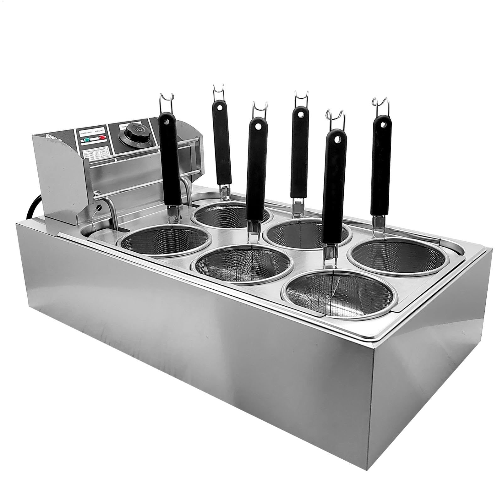 Commercial Electric Deep Fryer 1500W, 6 Basket Stainless Steel Countertop Fryer with Temperature Control & Oil Filtration - Perfect for Restaurants, Fast Food Shops, and Catering Businesses