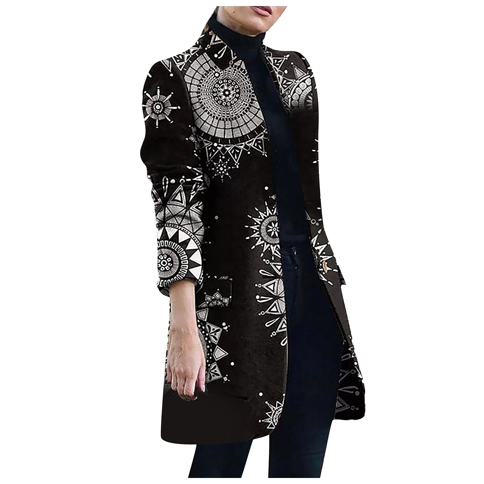 Women's Wool Blend Plaid Pea Coat - Single-Breasted Midi Jacket for Fall & Winter | Office, Dating & Casual Outfit Outerwear