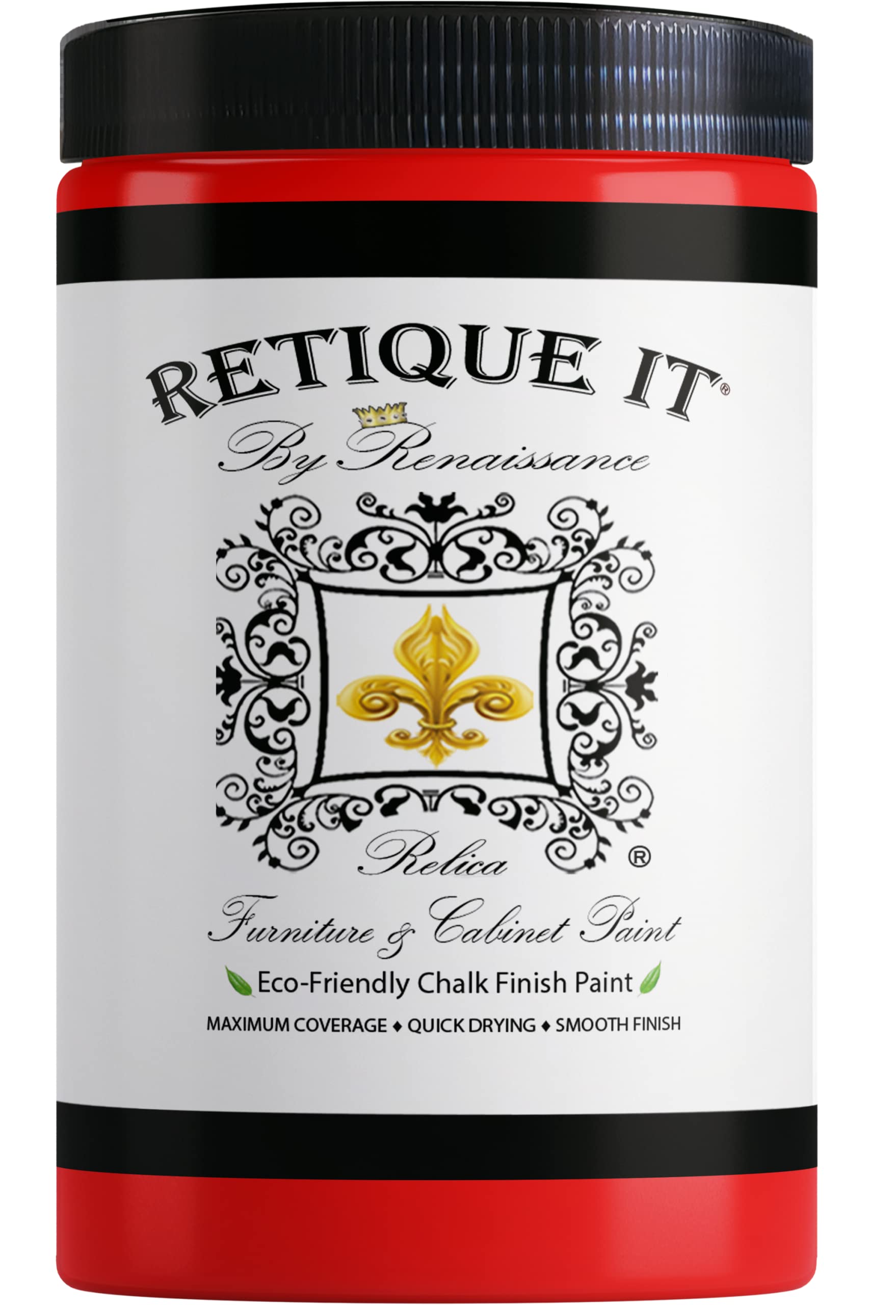 Retique It Chalk Furniture Paint by Renaissance DIY - 32 Fl Oz (Pack of 1), 57 Vermilion - Perfect for Upcycling Wooden Furniture, Cabinets, and Home Decor Projects