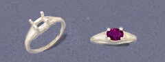 Solid Sterling Silver or 14kt Gold 7x5mm Oval Blank Side Set Dome Ring Shank Setting - Size 7 (163 522/143 522) - Perfect for Jewelry Making, Engagement Rings & Wedding Bands