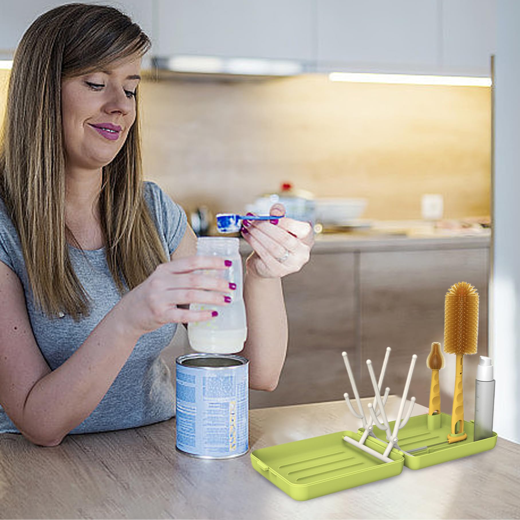 6-in-1 Portable Travel Bottle Cleaning Kit with Straw Brush, Bottle Brush, Nipple Brush, Drying Rack & Storage Box | Compact Foldable Design for Baby Bottles, Water Bottles & Travel Accessories | Perfect for Home, Office, Camping & On-the-Go Cleaning