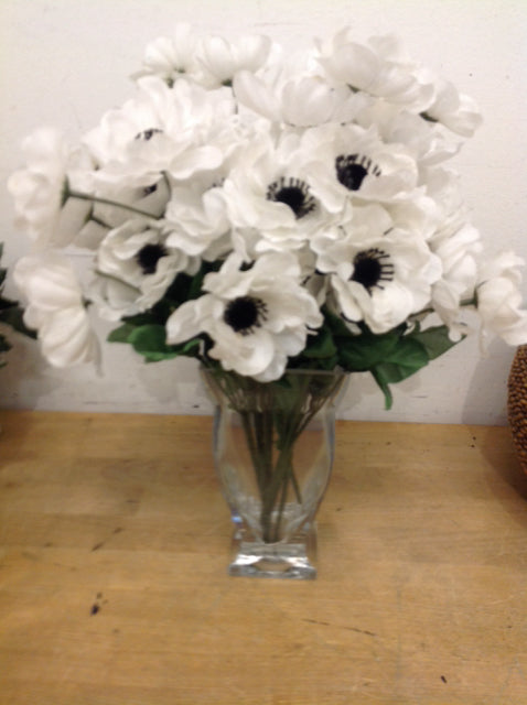 8 Inch Clear Glass Vase with White Floral Design - Perfect for Home Decor, Wedding Centerpieces & Tabletop Arrangements