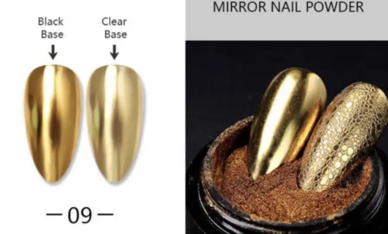 Pro Mirror Effect Gold Chrome Nail Pigment Powder - Smokey Nail Polish & Laser Glitter for Nail Art, Eye Makeup & DIY Crafts (C8) - Perfect for Salon, Party & Special Occasion Nail Designs