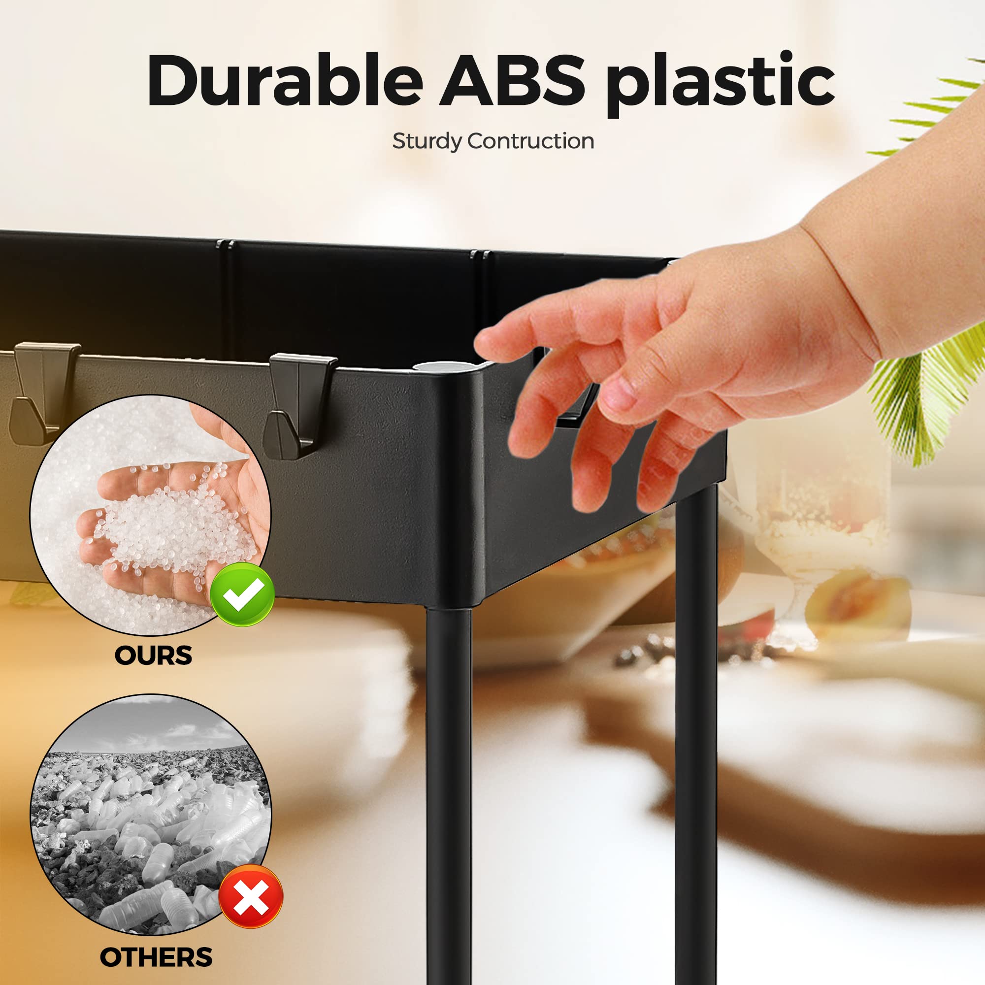 Ravinte 2-Pack Pull-Out Under Sink Organizer - 2-Tier Sliding Cabinet Storage for Bathroom & Kitchen - Includes Hooks & Hanging Cup - Matte Black - Perfect for Small Space Organization Under Sink