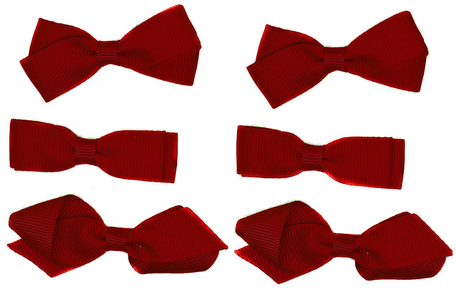 3 Pairs Girls School Hair Bows - Small Grosgrain Ribbon Hair Clips for Uniforms (Burgundy) | Perfect for School, Parties & Everyday Wear