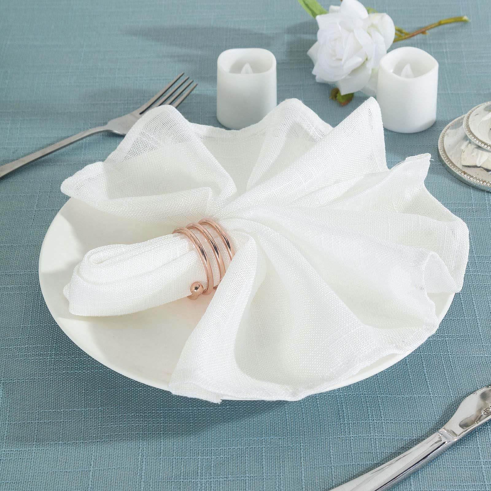 Efavormart 5 Pack White 20x20 Inch Premium Faux Linen Napkins - Slubby Textured, Wrinkle Free, Soft & Durable - Perfect for Weddings, Parties, and Fine Dining