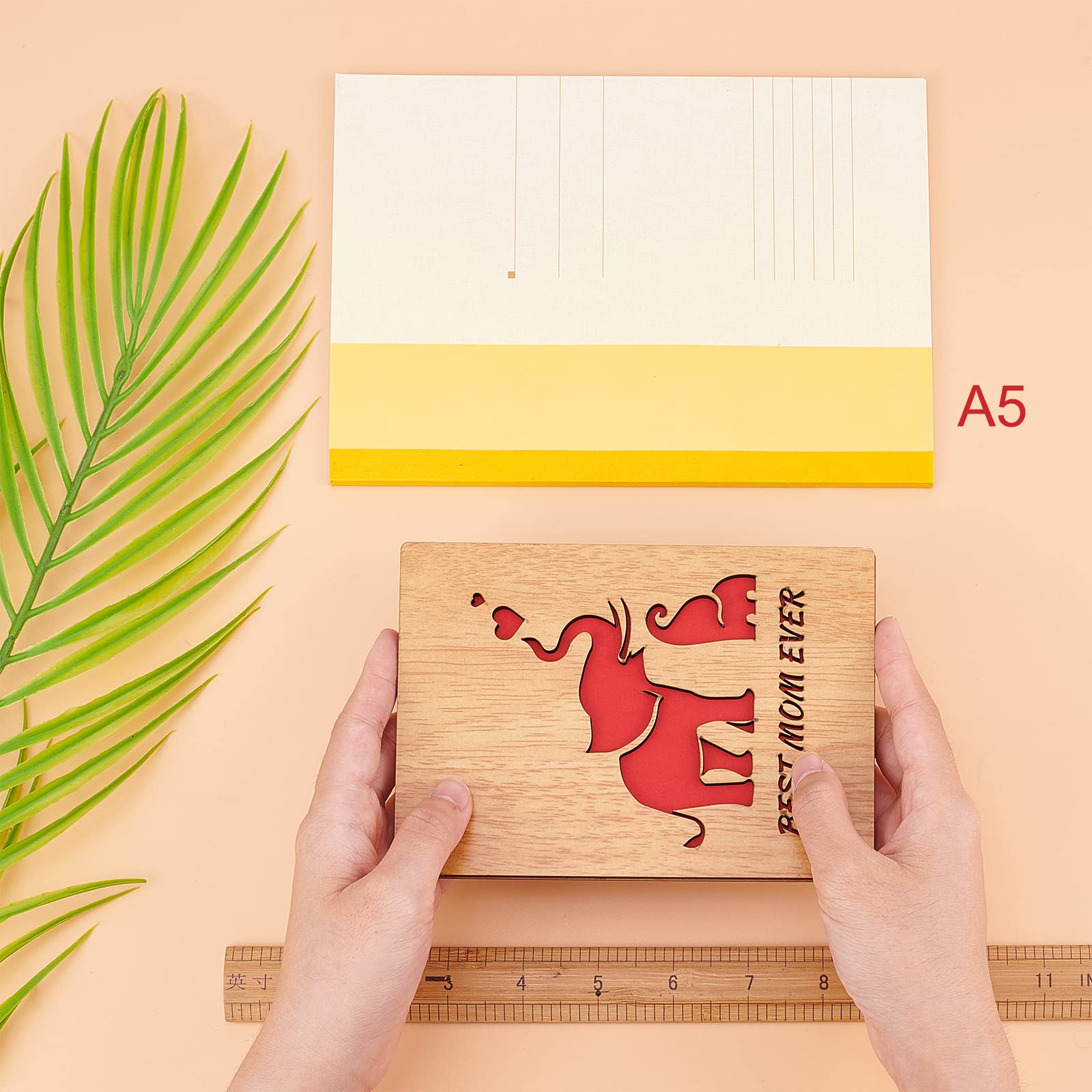CRASPIRE Best Mom Ever Wooden Greeting Card with Elephant Design - Handmade Birthday, Mother's Day, Valentine's, Wedding Anniversary & Easter Gift Card - Perfect for Special Occasions & Heartfelt Moments