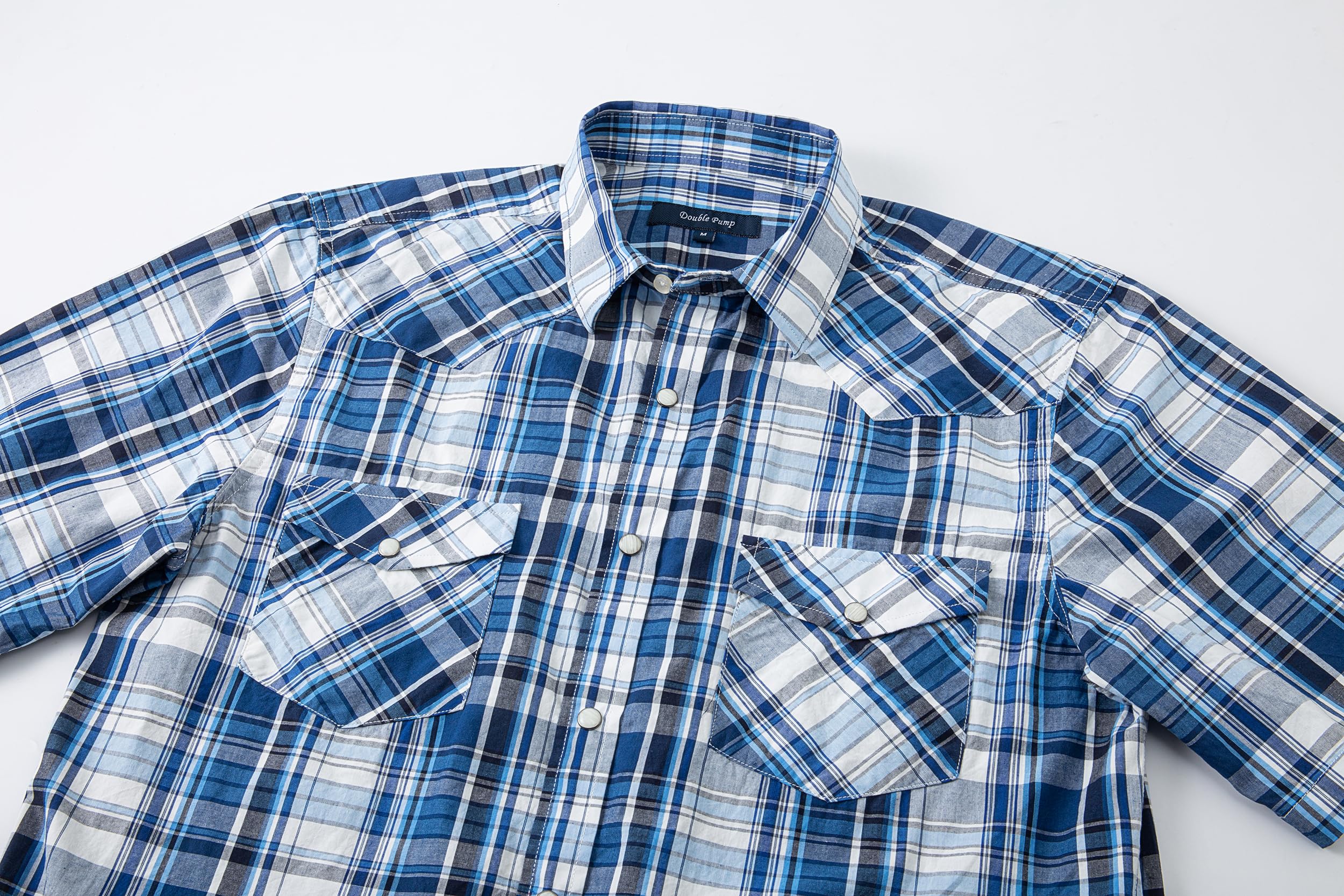 Men's Short Sleeve Western Shirts with Pearl Snap Buttons - Casual Regular Fit Plaid Shirt for Cowboy Style, Country Music Festivals & Outdoor Adventures